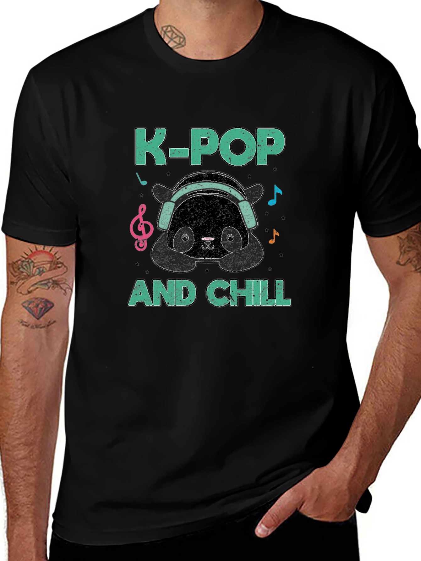 K-Pop and Chill Panda Graphic T-Shirt