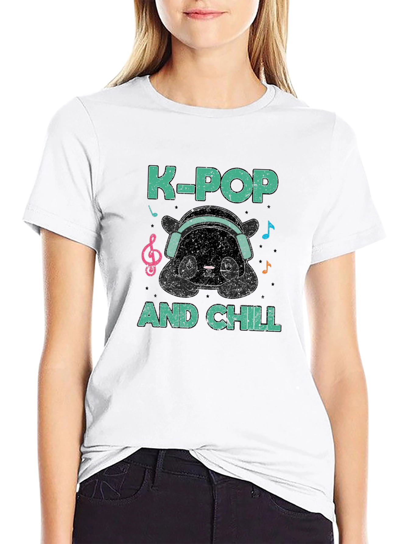 K-Pop and Chill Panda Graphic T-Shirt