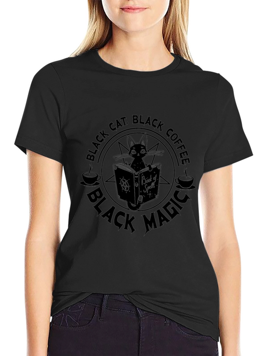 Black Cat Coffee Magic T-Shirt - Unisex Graphic Tee