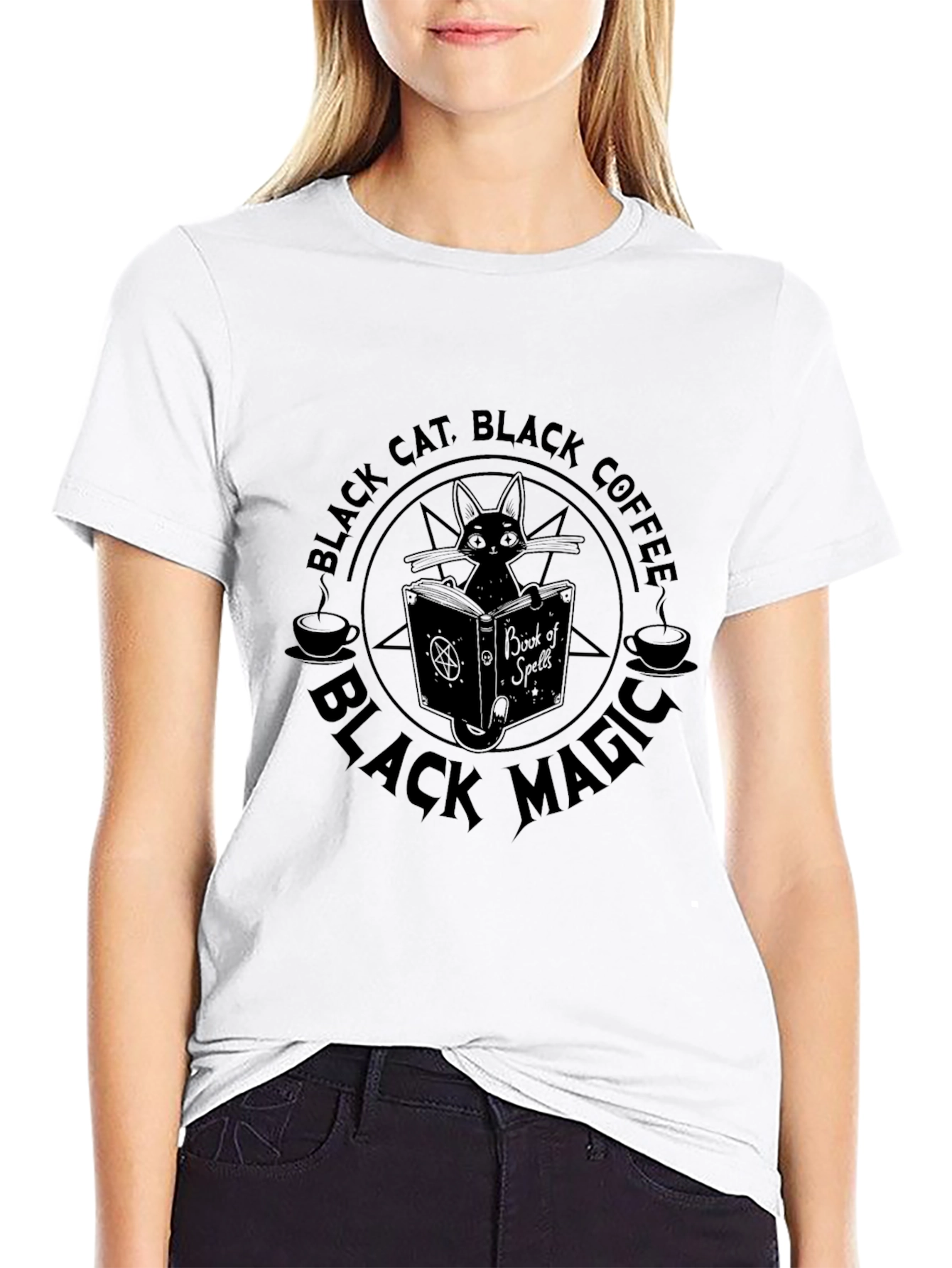 Black Cat Coffee Magic T-Shirt - Unisex Graphic Tee