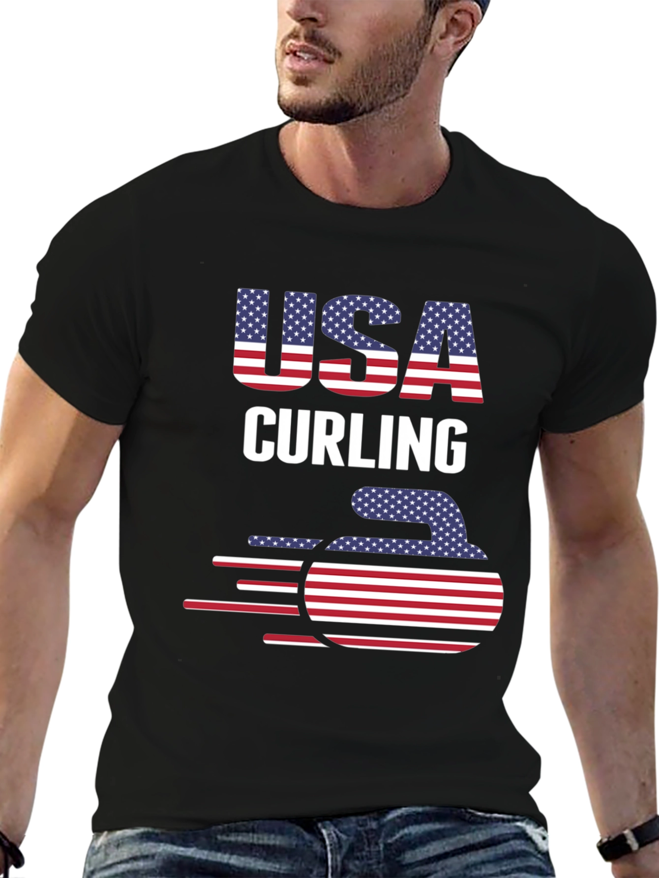 USA Curling Patriotic T-Shirt