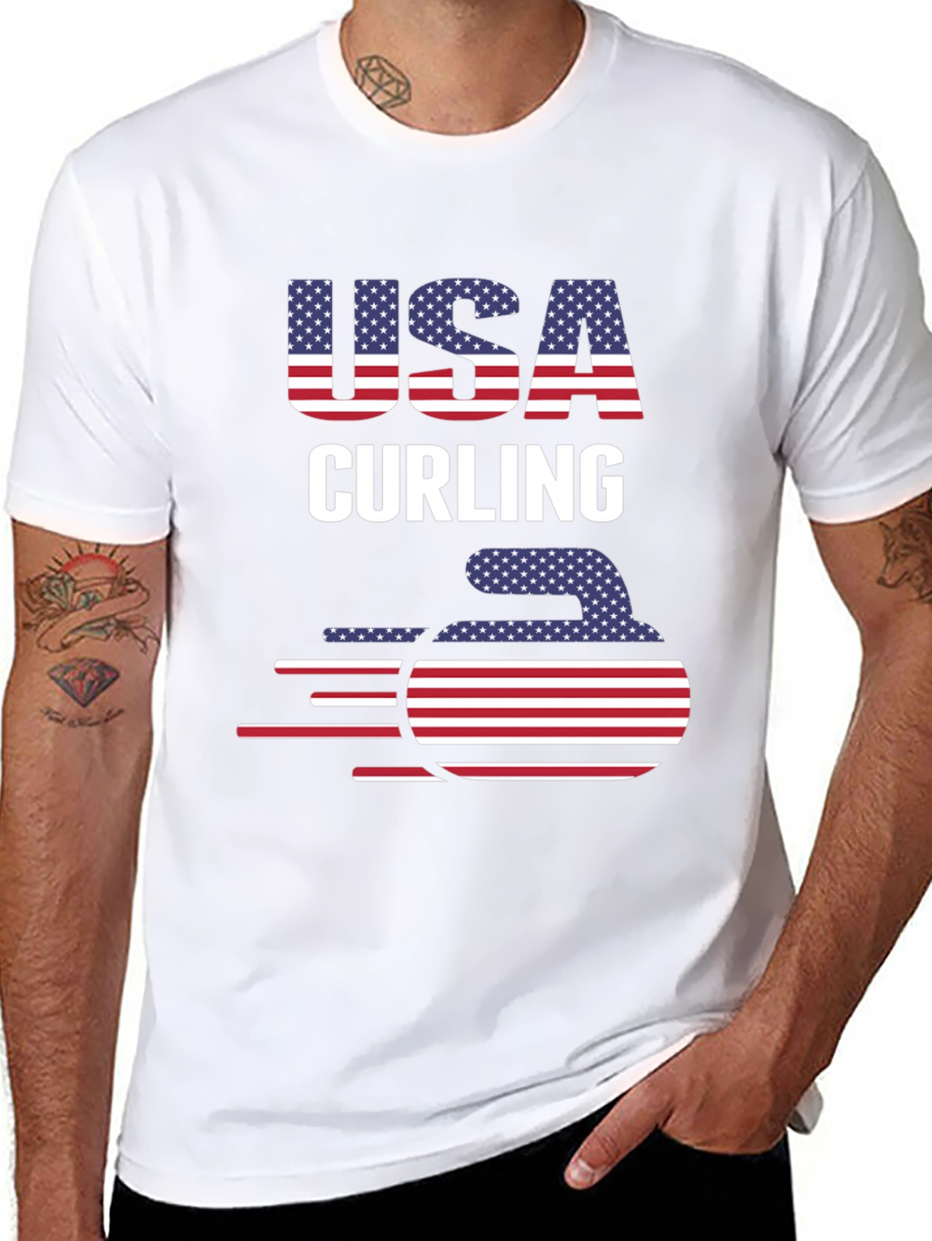 USA Curling Patriotic T-Shirt