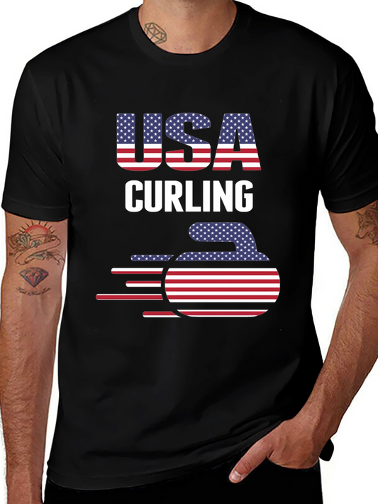 USA Curling Patriotic T-Shirt