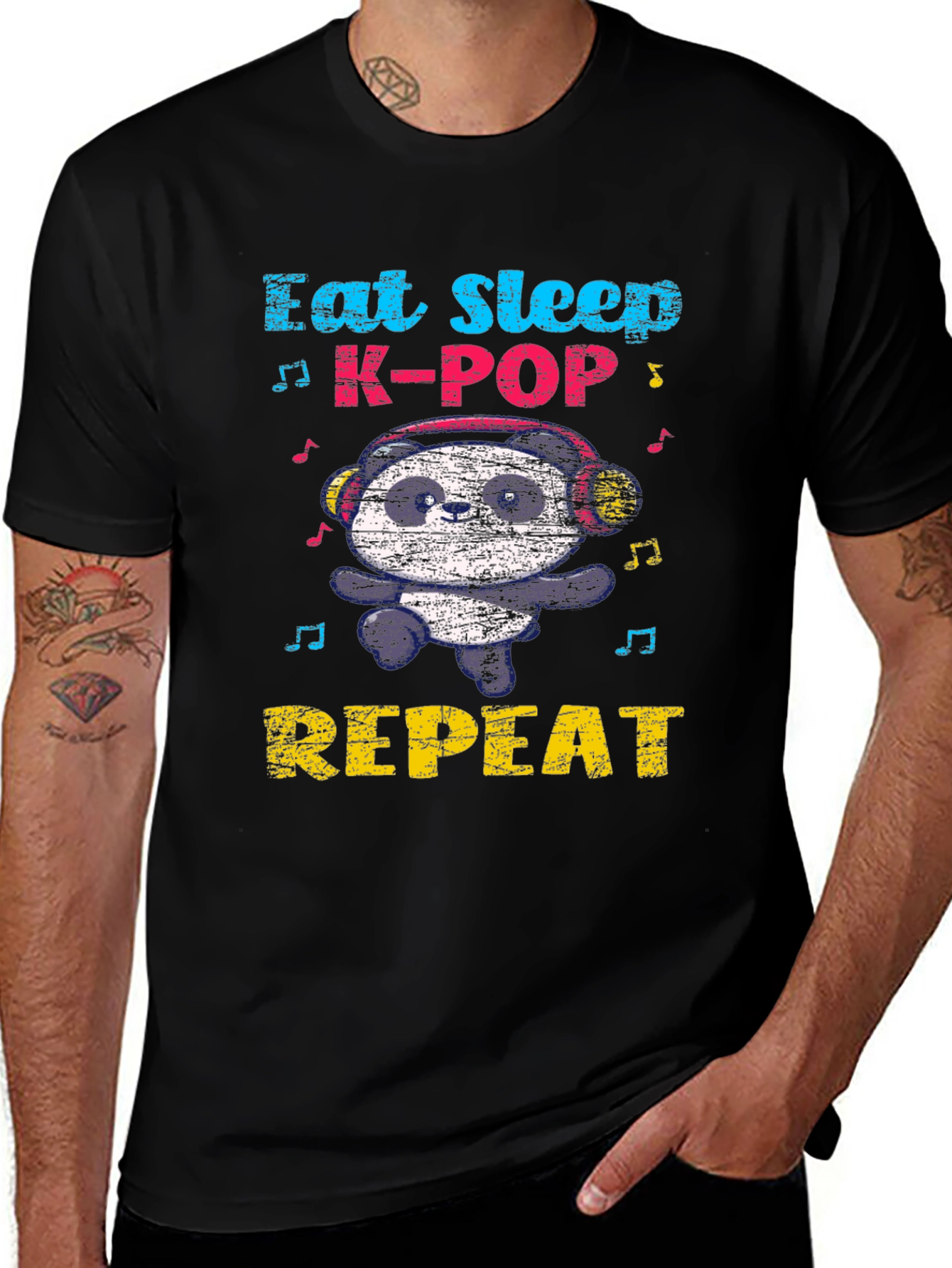 Eat Sleep K-Pop Panda Graphic Tee