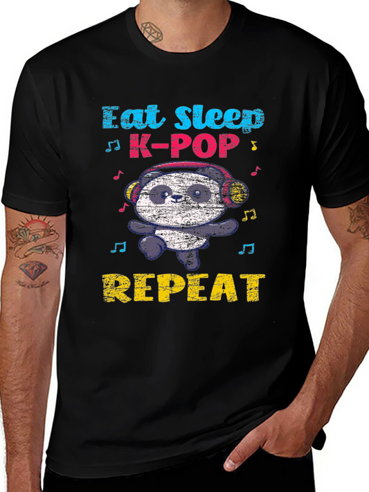 Eat Sleep K-Pop Panda Graphic Tee
