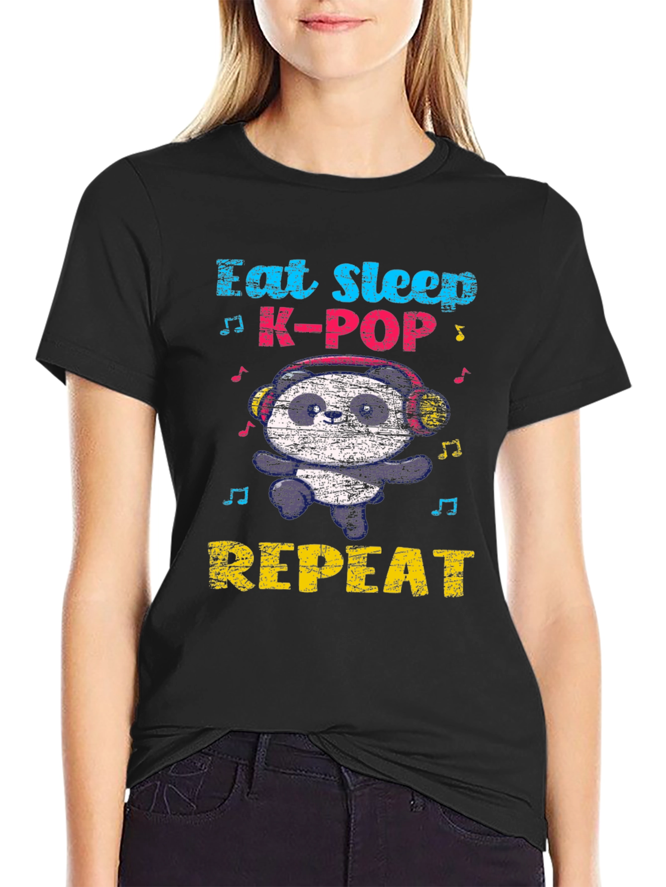 Eat Sleep K-Pop Panda Graphic Tee