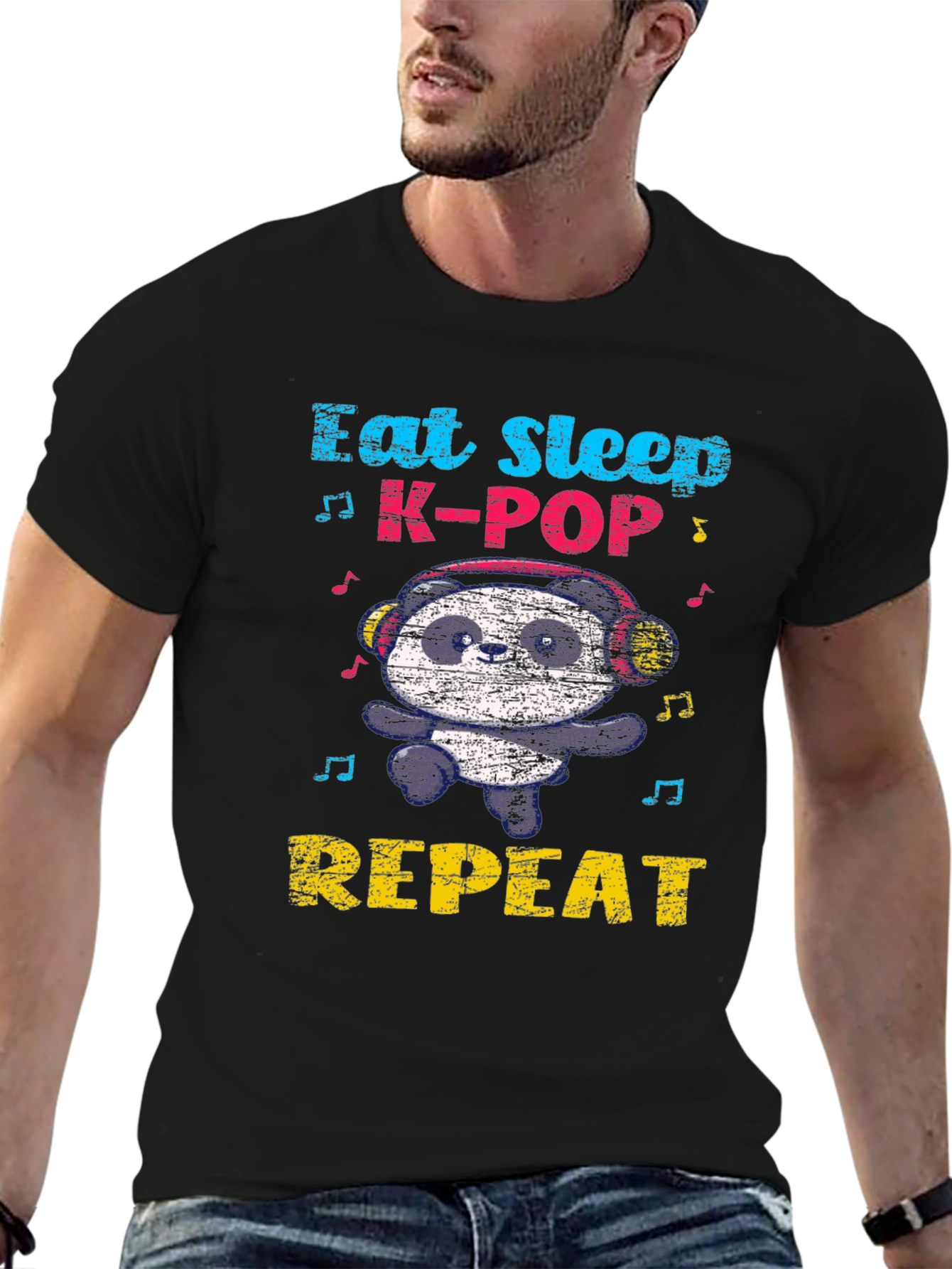 Eat Sleep K-Pop Panda Graphic Tee