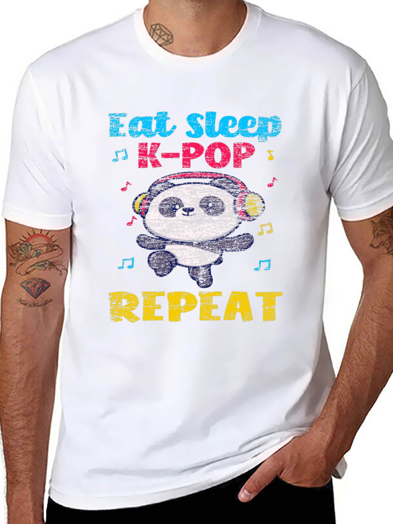 Eat Sleep K-Pop Panda Graphic Tee