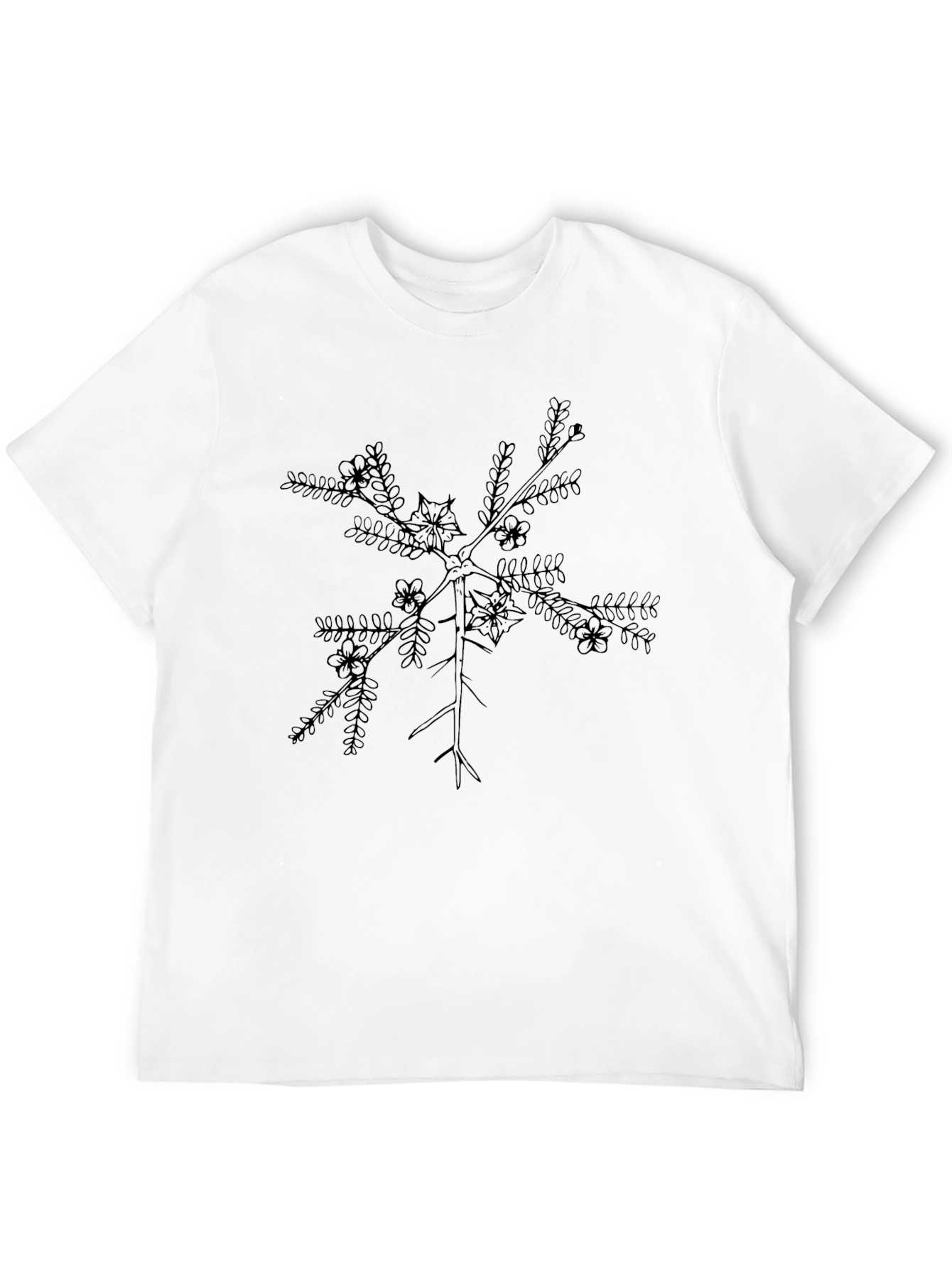 Botanical Branch Graphic Tee - Black Casual Comfort