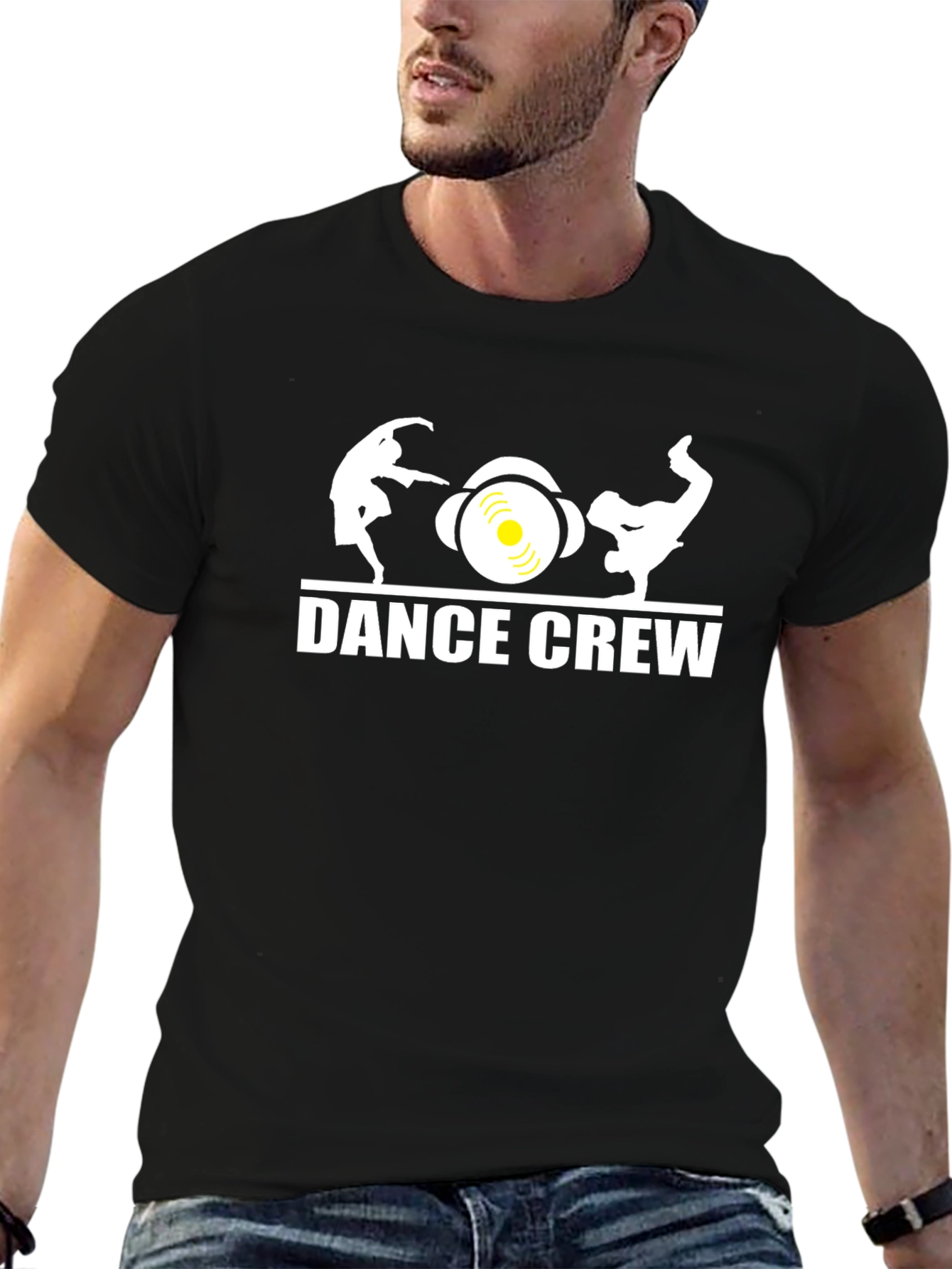 Dance Crew Graphic Tee - Black Cotton T-Shirt