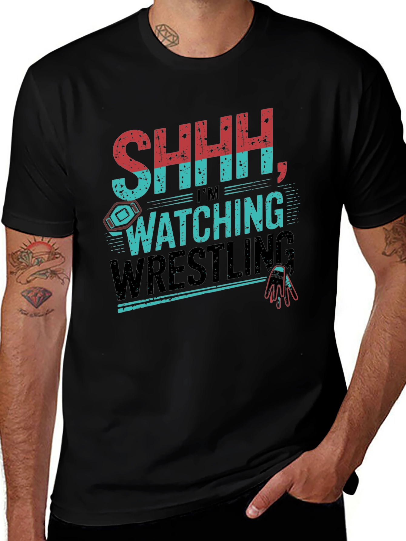 SHHH Im Watching Wrestling Graphic T-Shirt