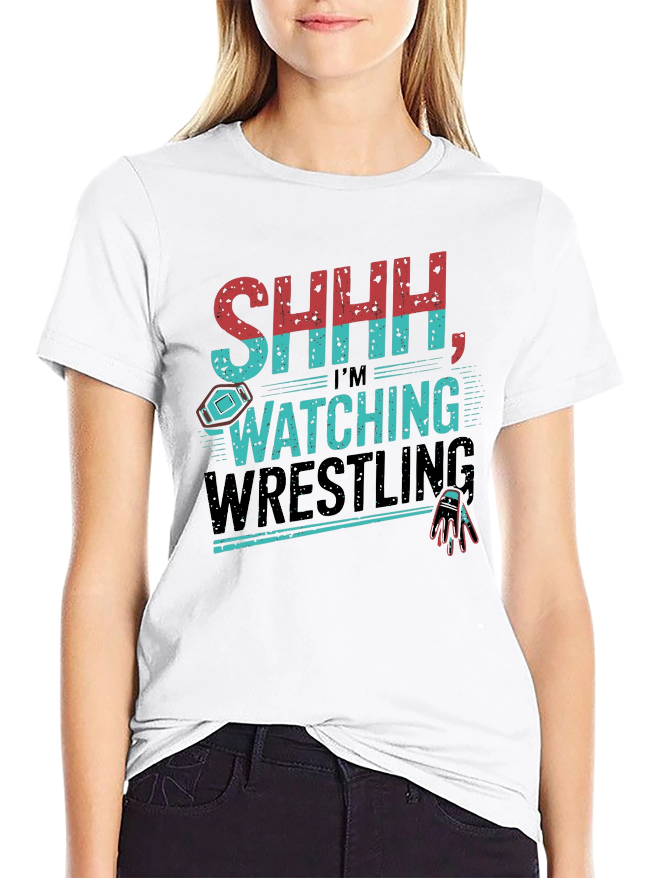 SHHH Im Watching Wrestling Graphic T-Shirt