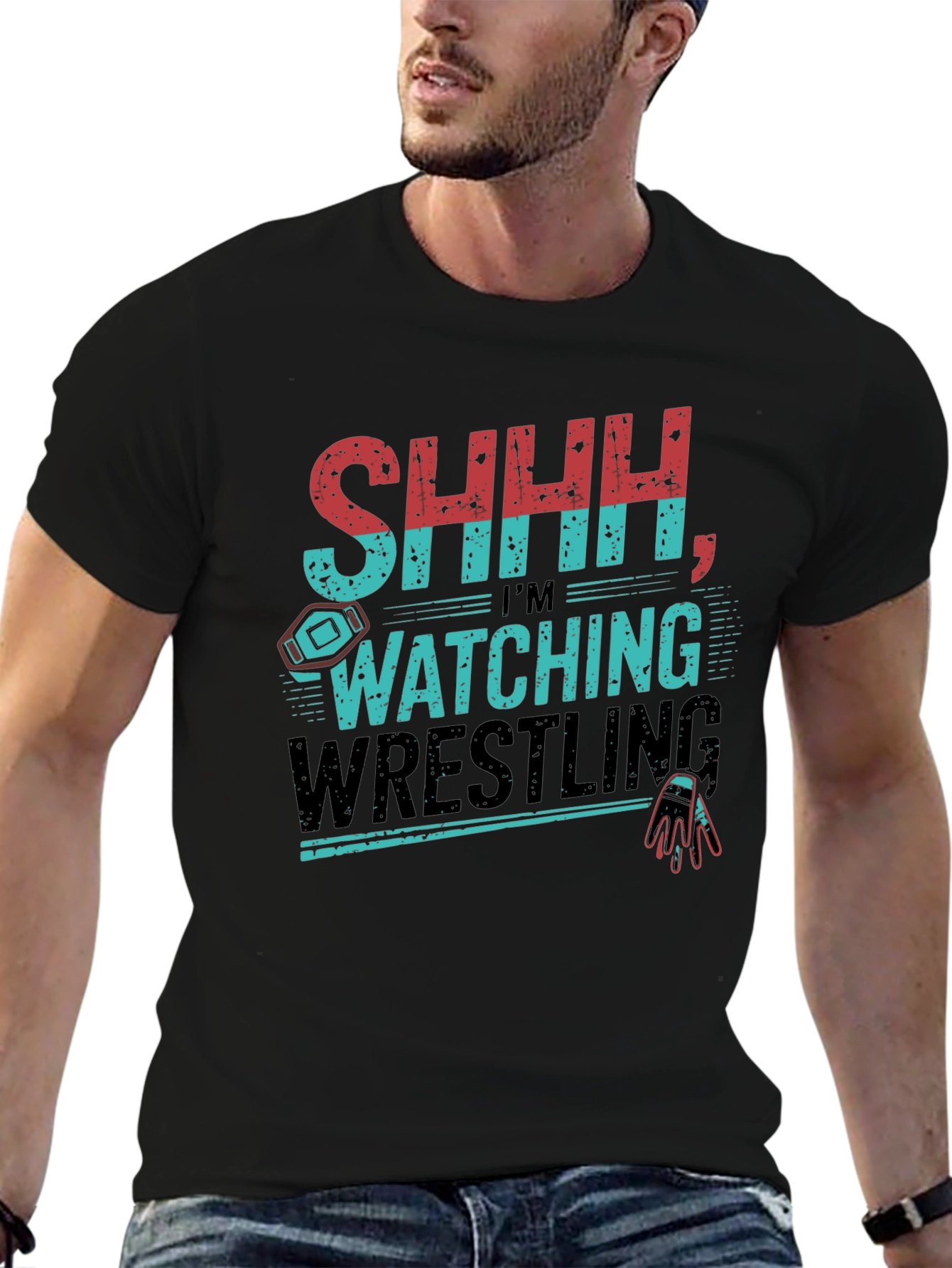 SHHH Im Watching Wrestling Graphic T-Shirt