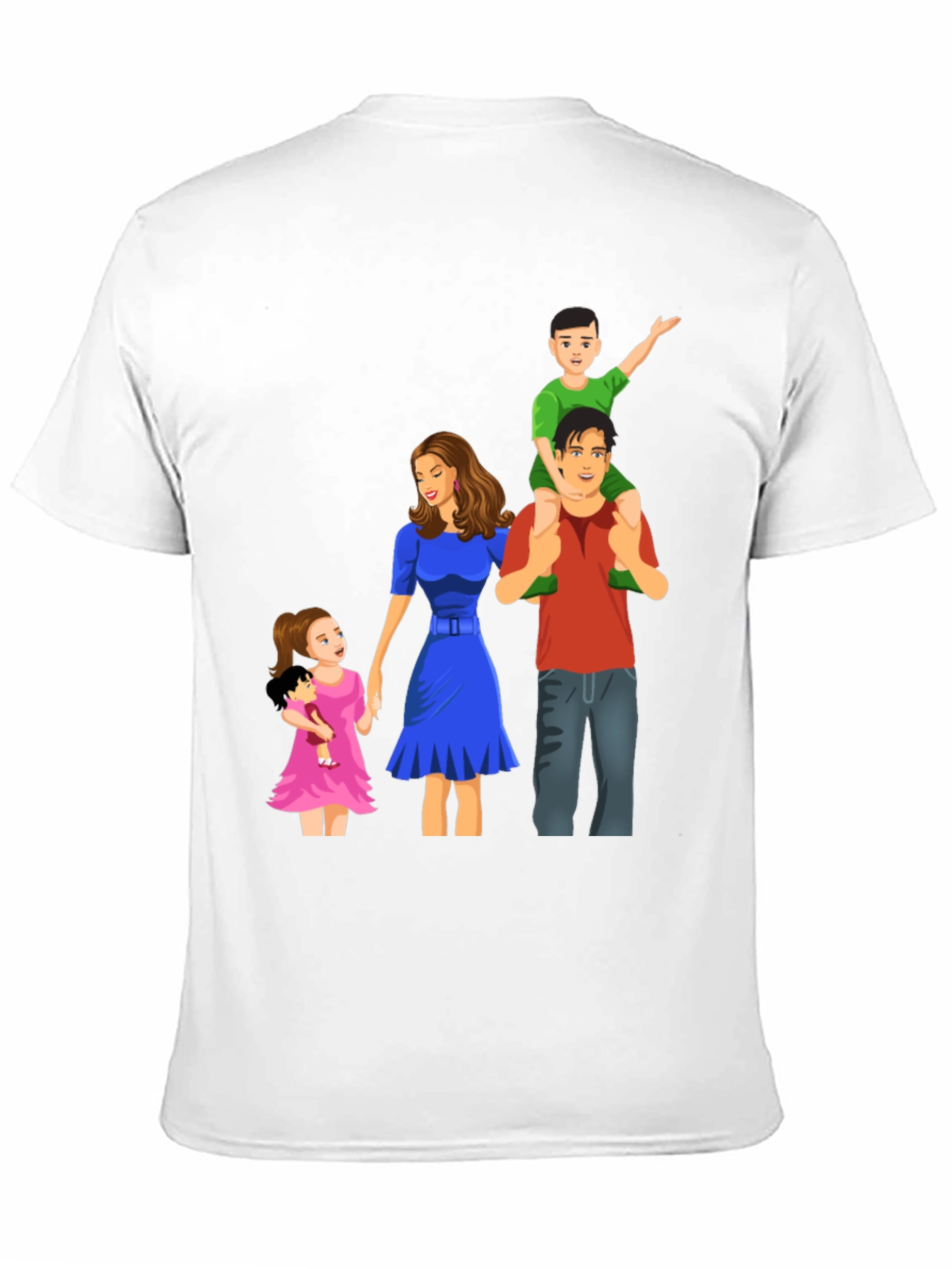 Family Cartoon Graphic Black T-Shirt