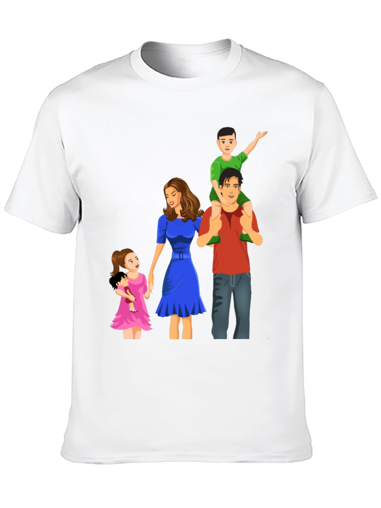 Family Cartoon Graphic Black T-Shirt