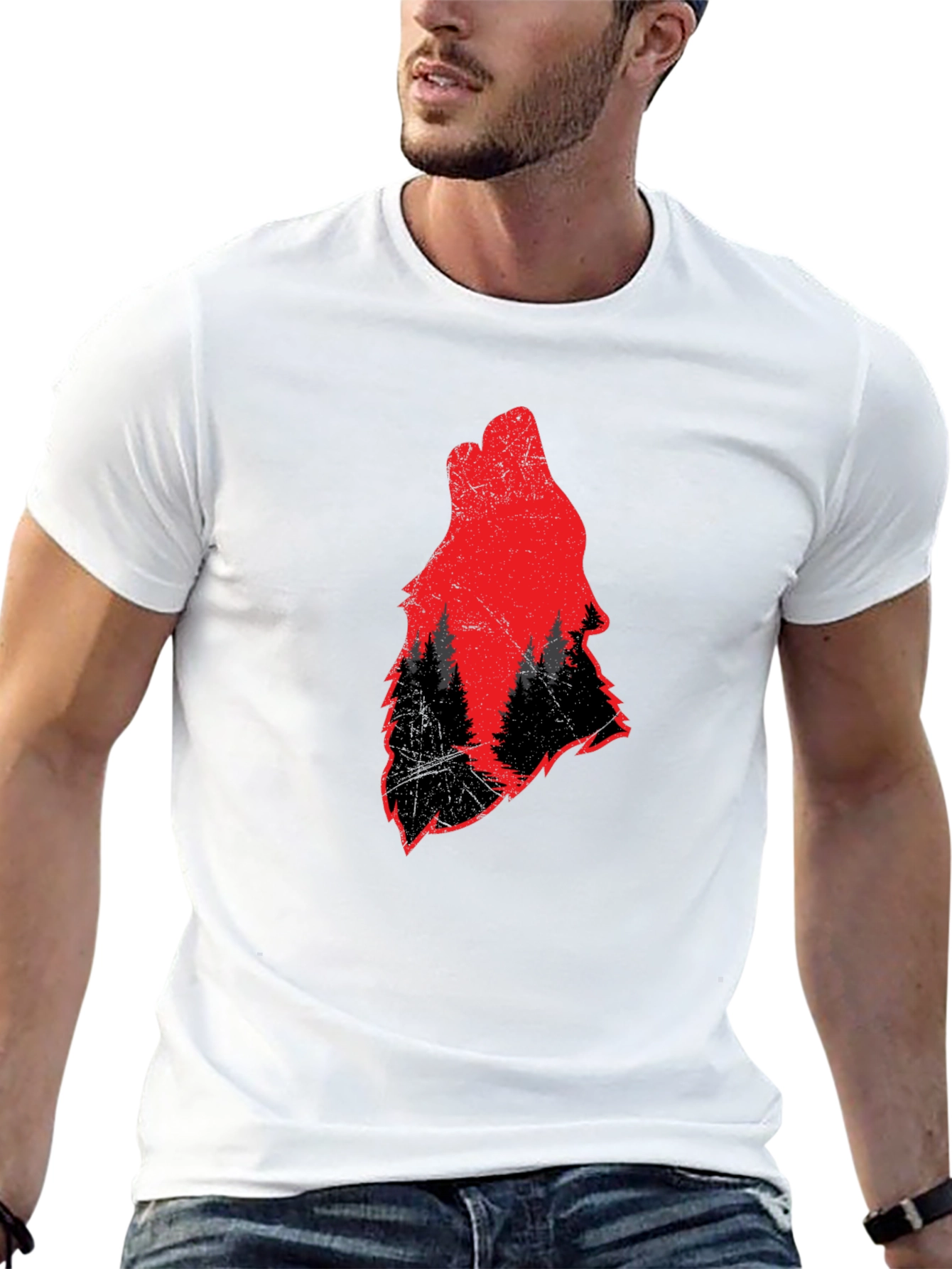 Wolf Silhouette Graphic Tee - Black