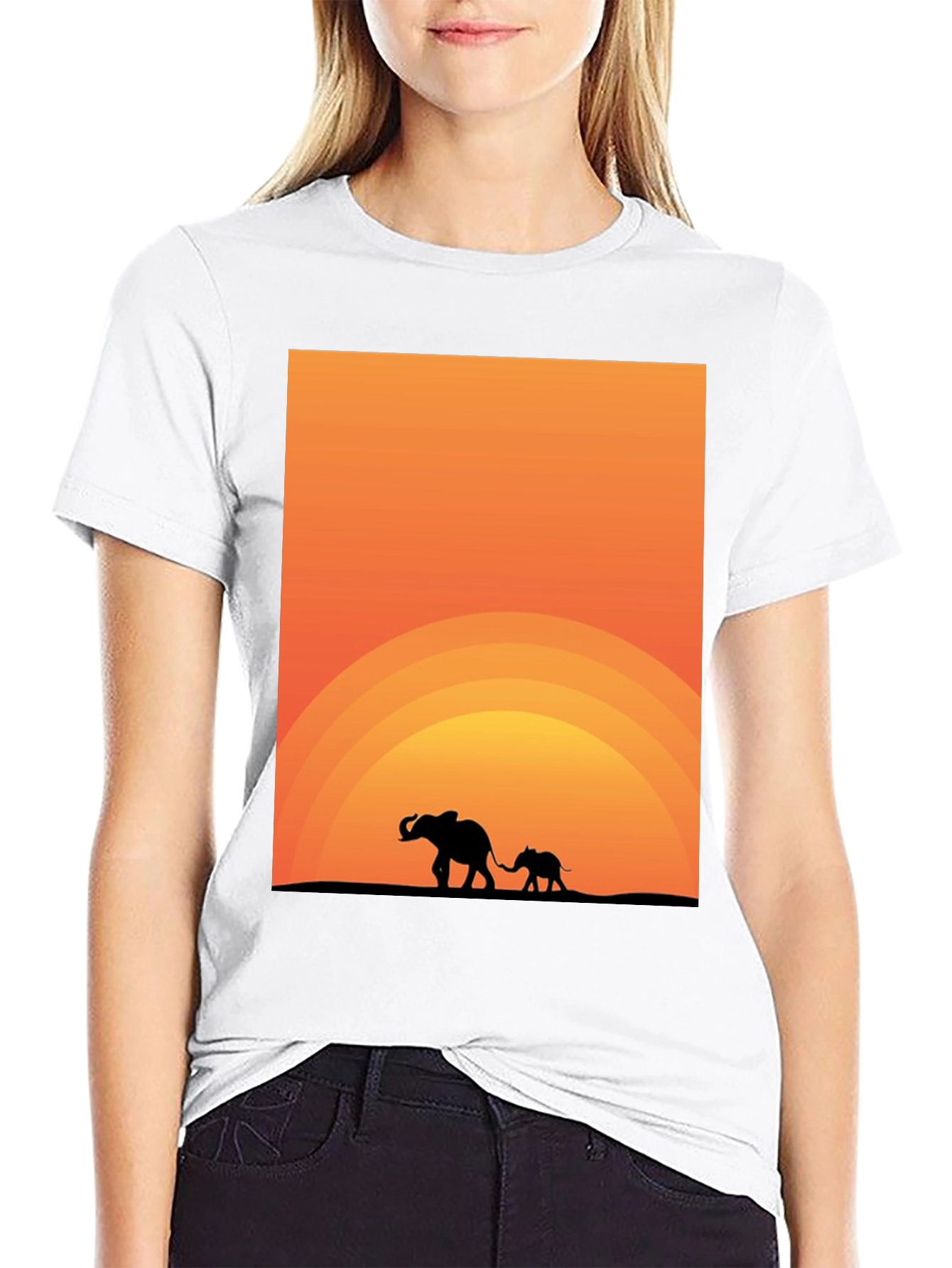 Elephant Sunset Graphic Tee