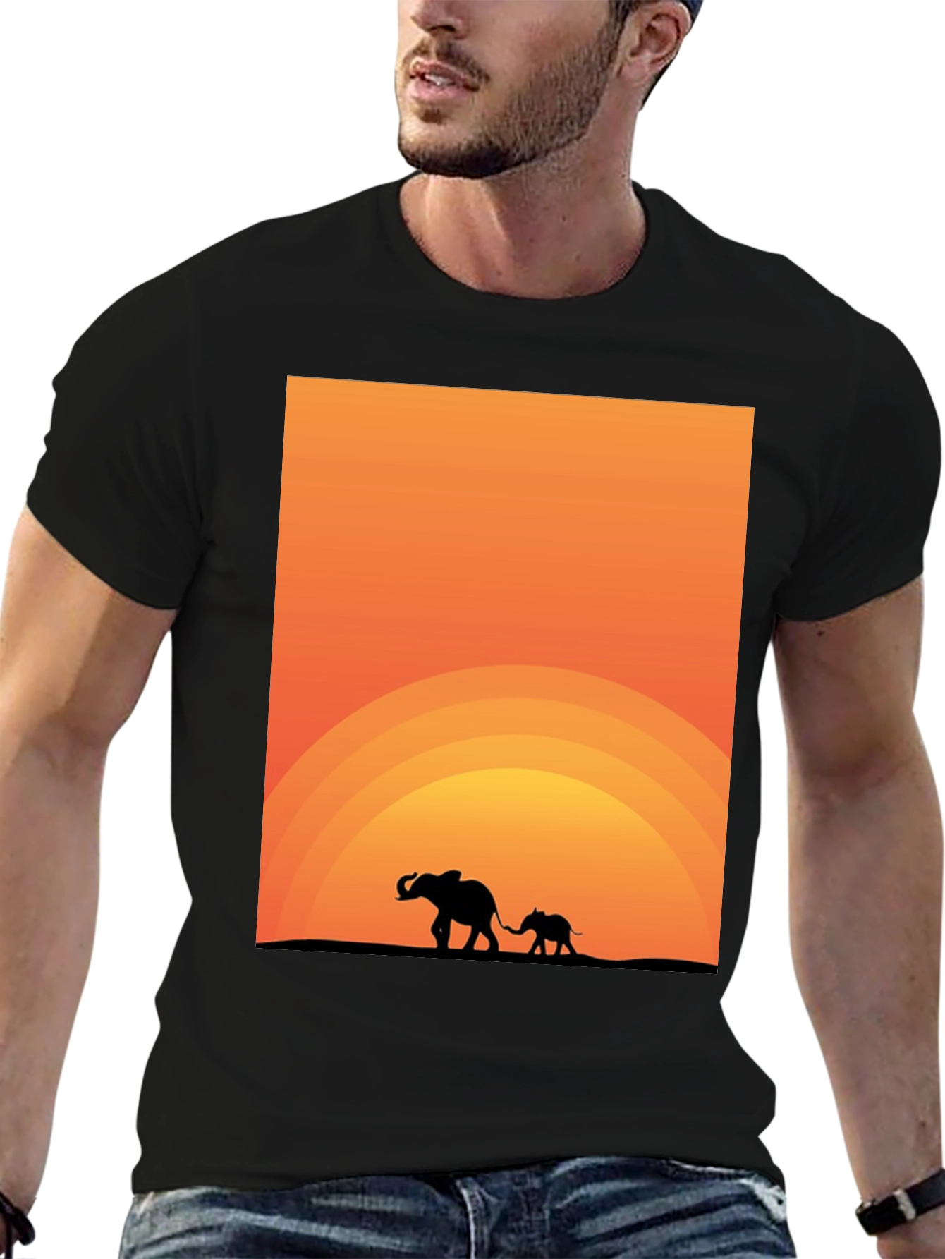 Elephant Sunset Graphic Tee