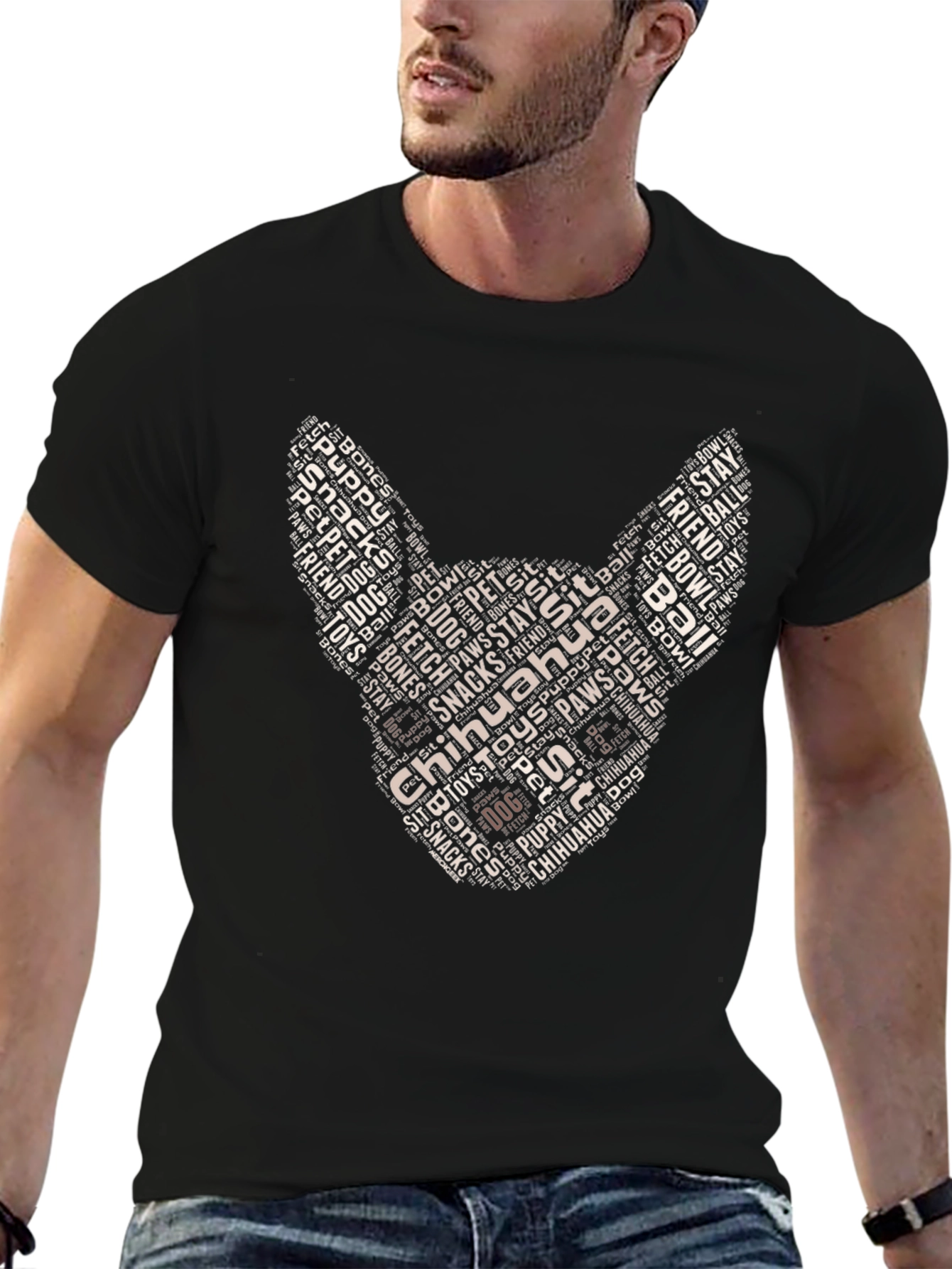 Chihuahua Dog Breed Typography Art T-Shirt