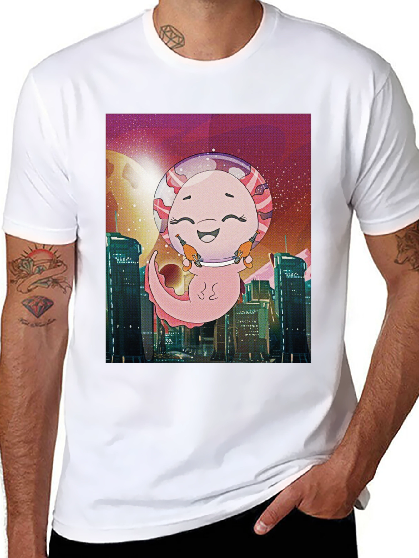 Axolotl Astronaut Graphic T-Shirt