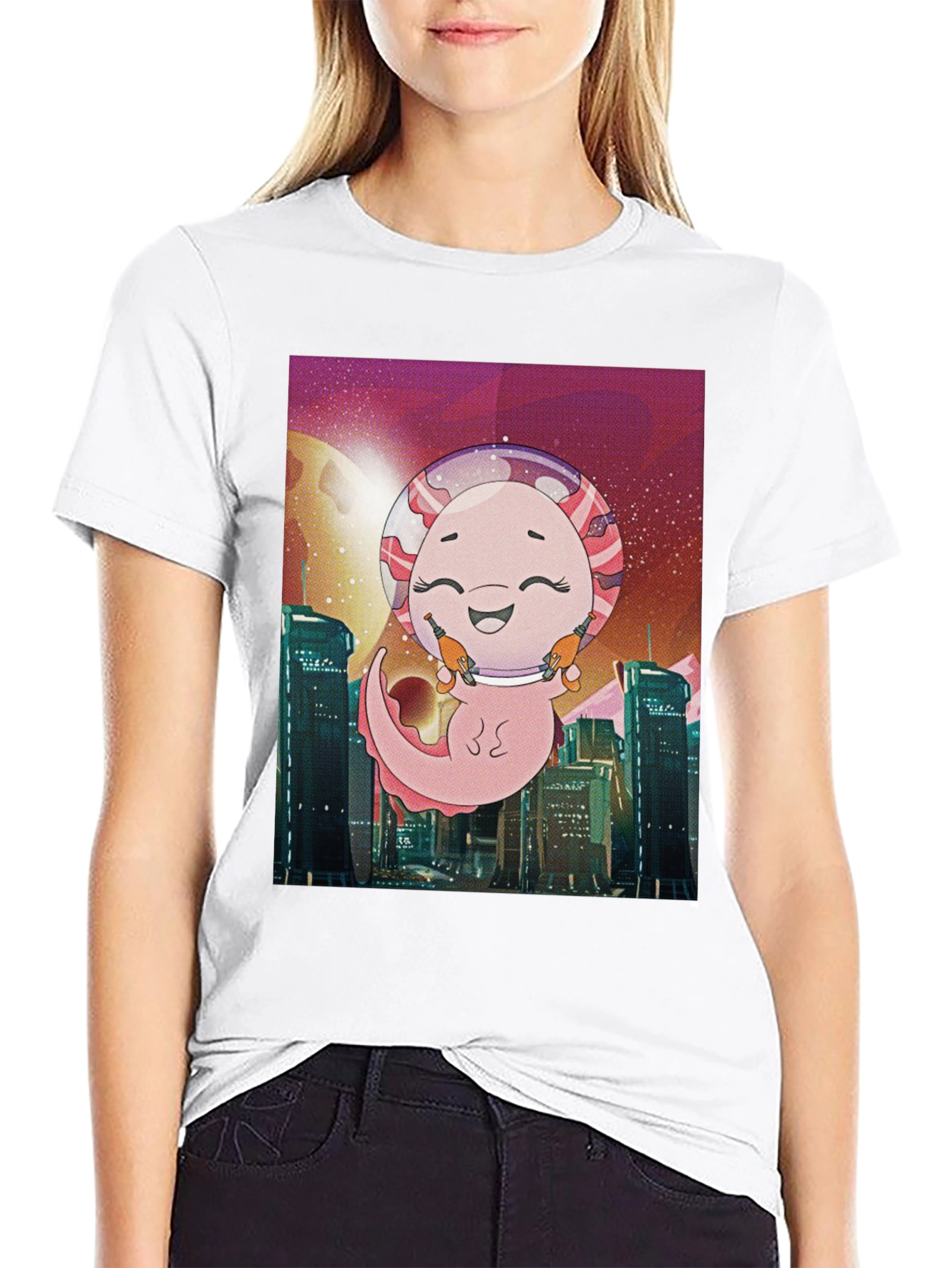 Axolotl Astronaut Graphic T-Shirt