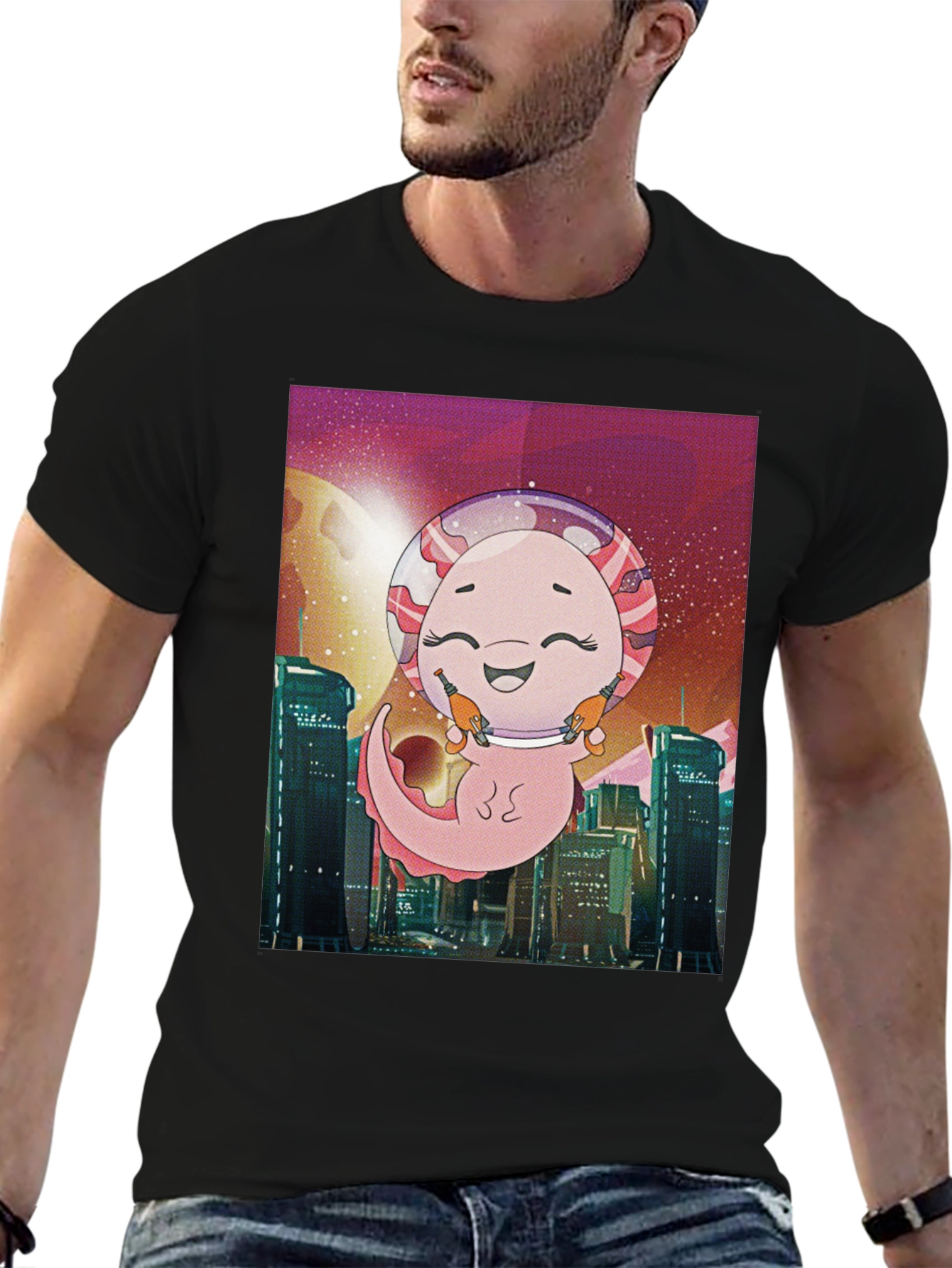 Axolotl Astronaut Graphic T-Shirt