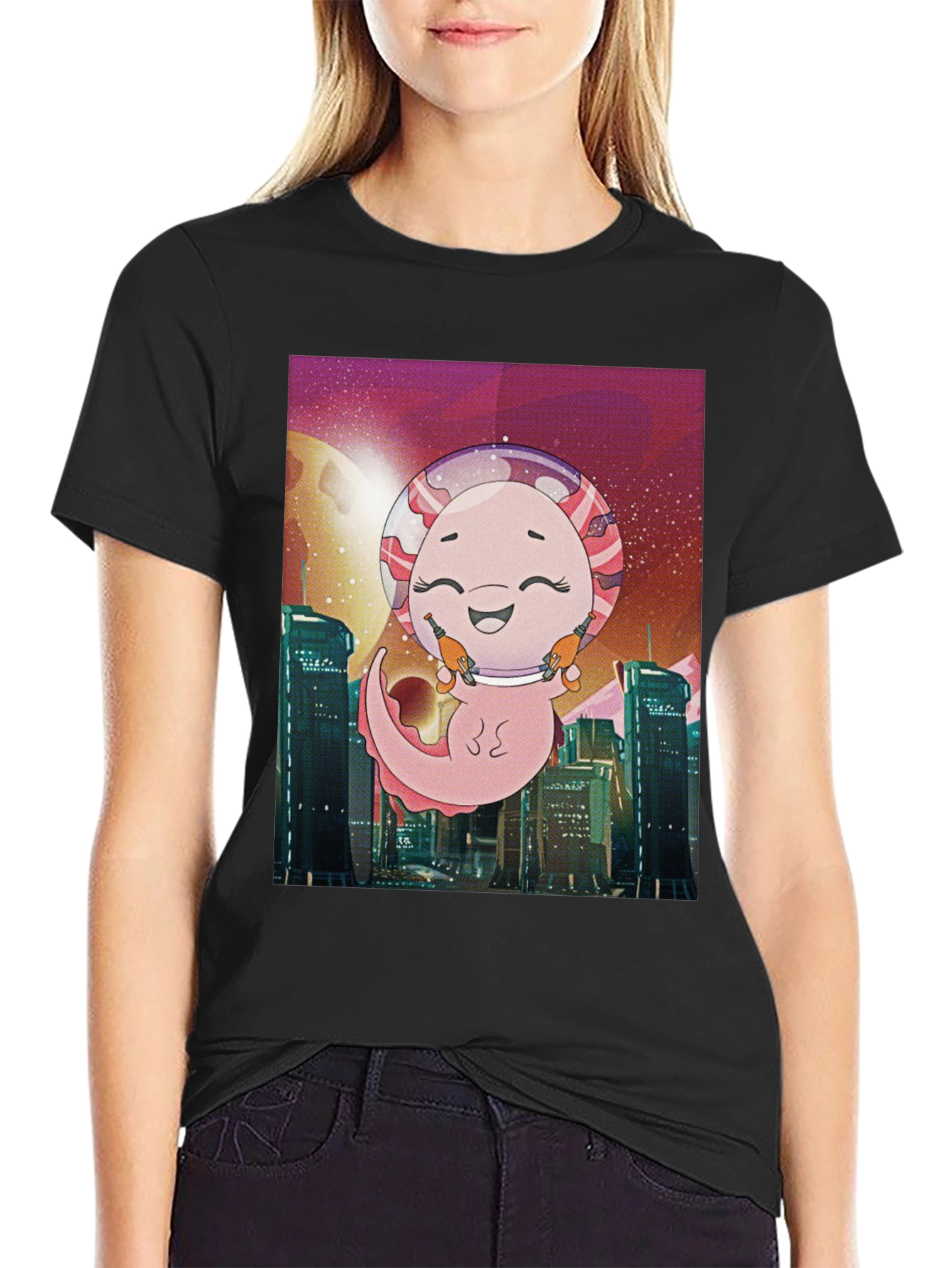 Axolotl Astronaut Graphic T-Shirt