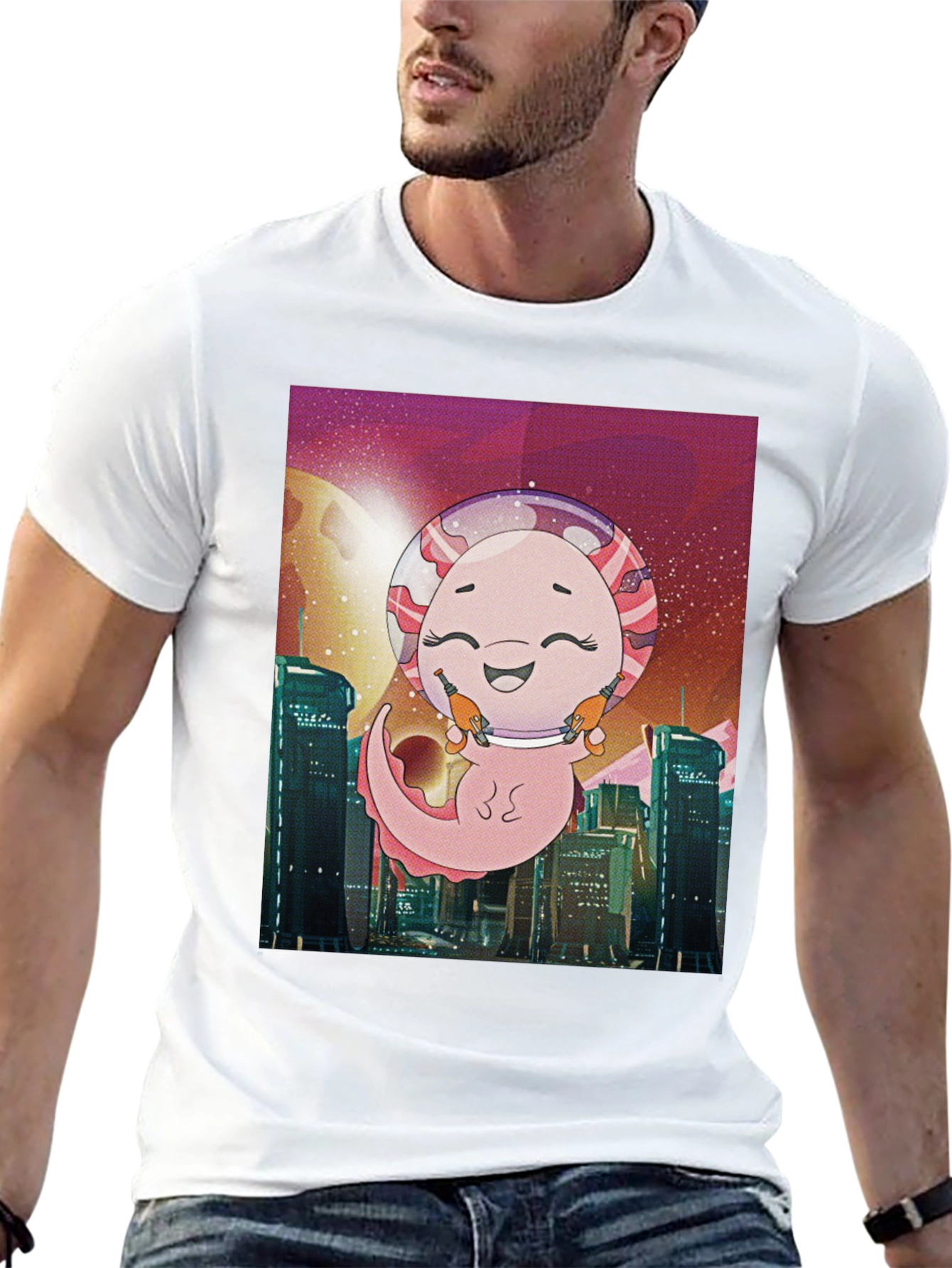 Axolotl Astronaut Graphic T-Shirt