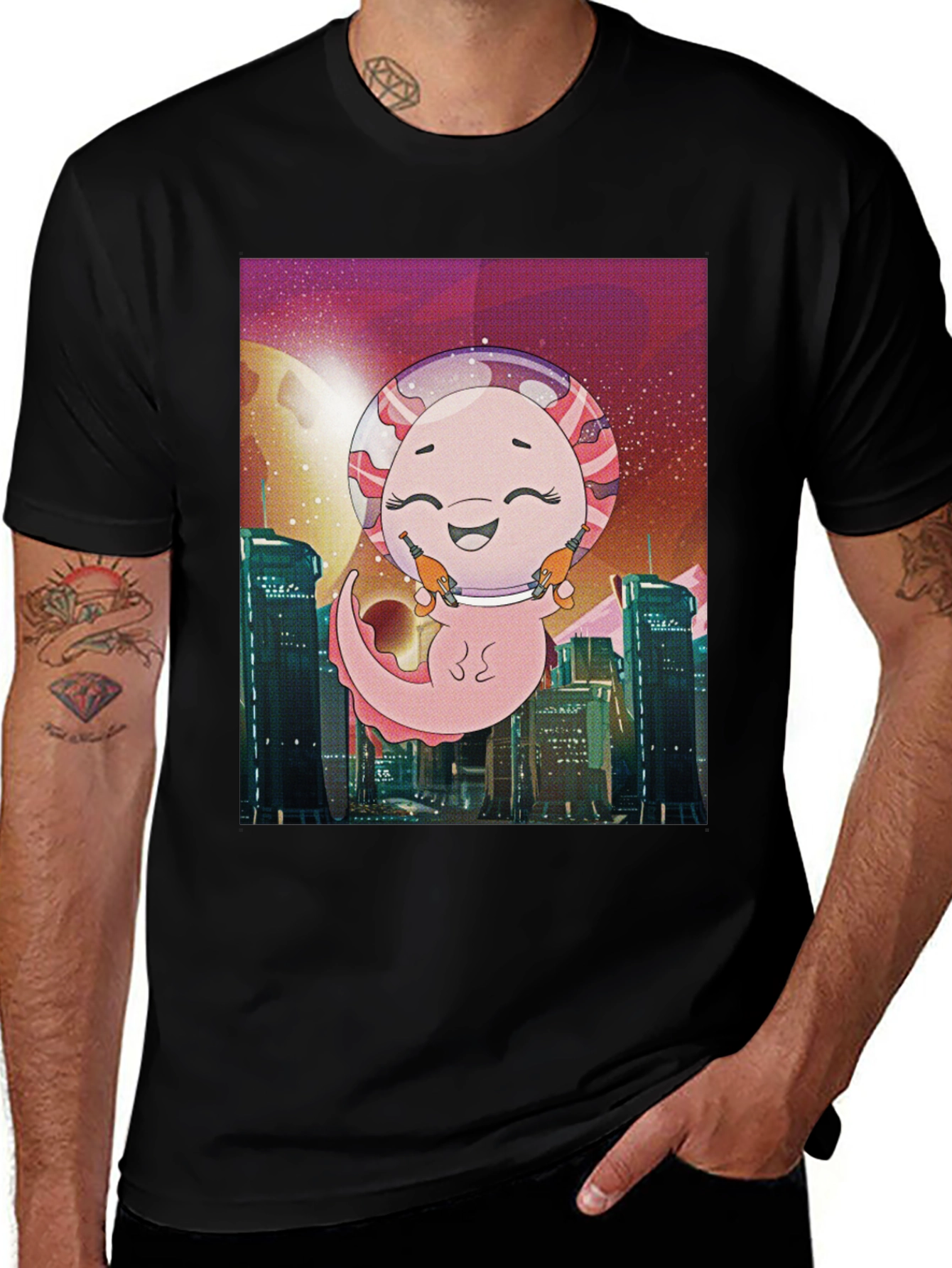 Axolotl Astronaut Graphic T-Shirt