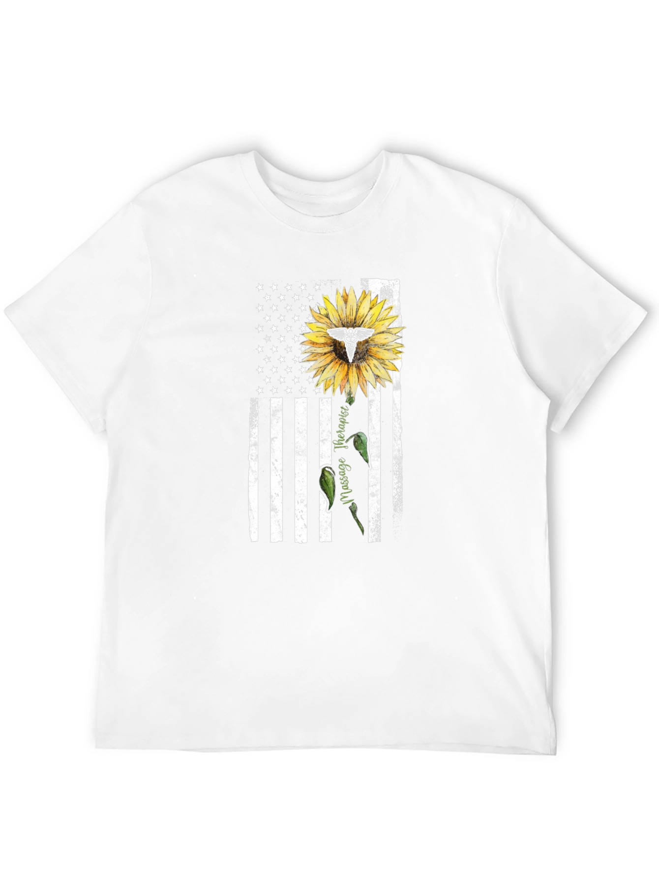 Massage Therapist USA Flag Sunflower T-Shirt