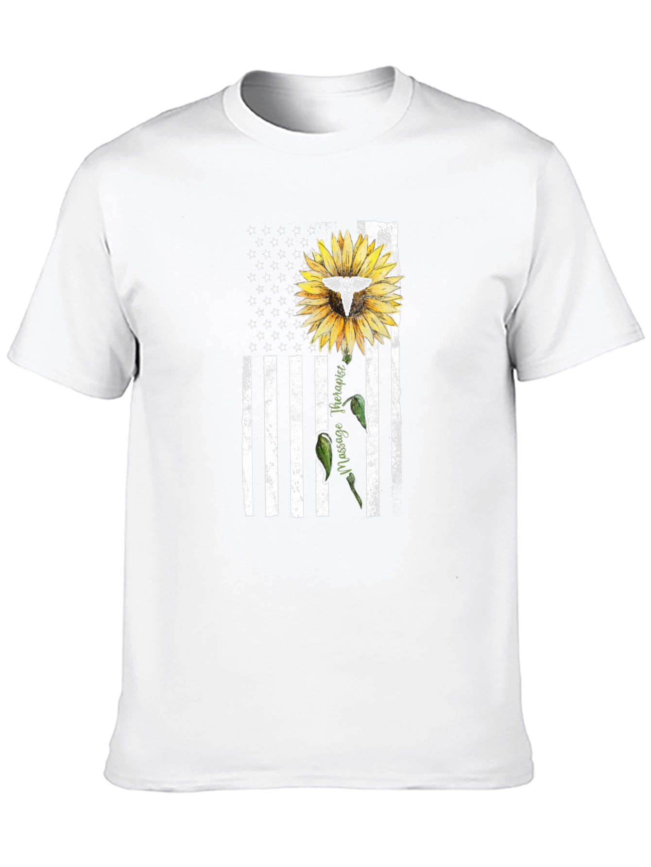 Massage Therapist USA Flag Sunflower T-Shirt