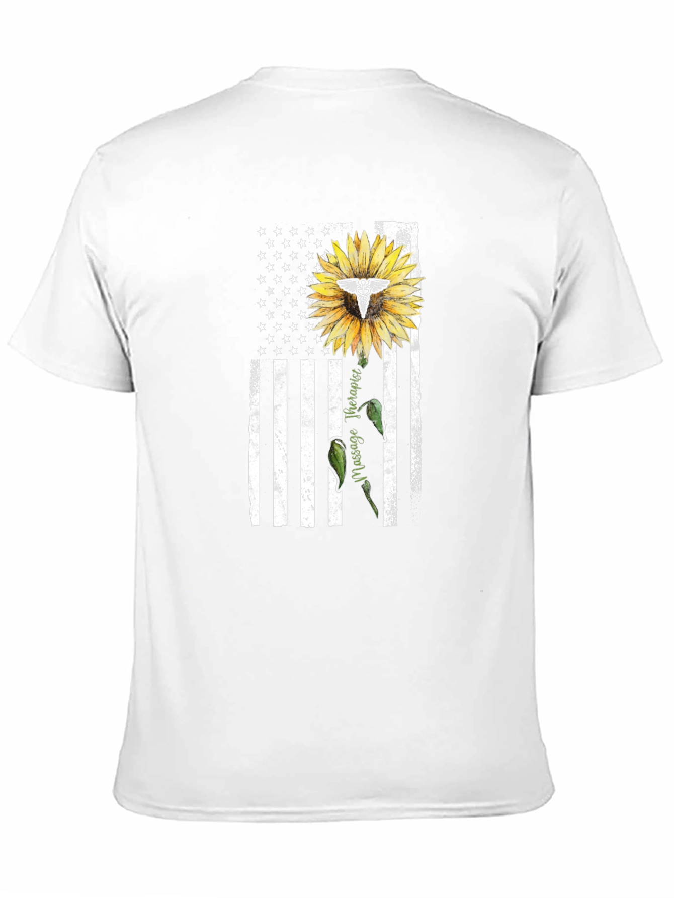 Massage Therapist USA Flag Sunflower T-Shirt
