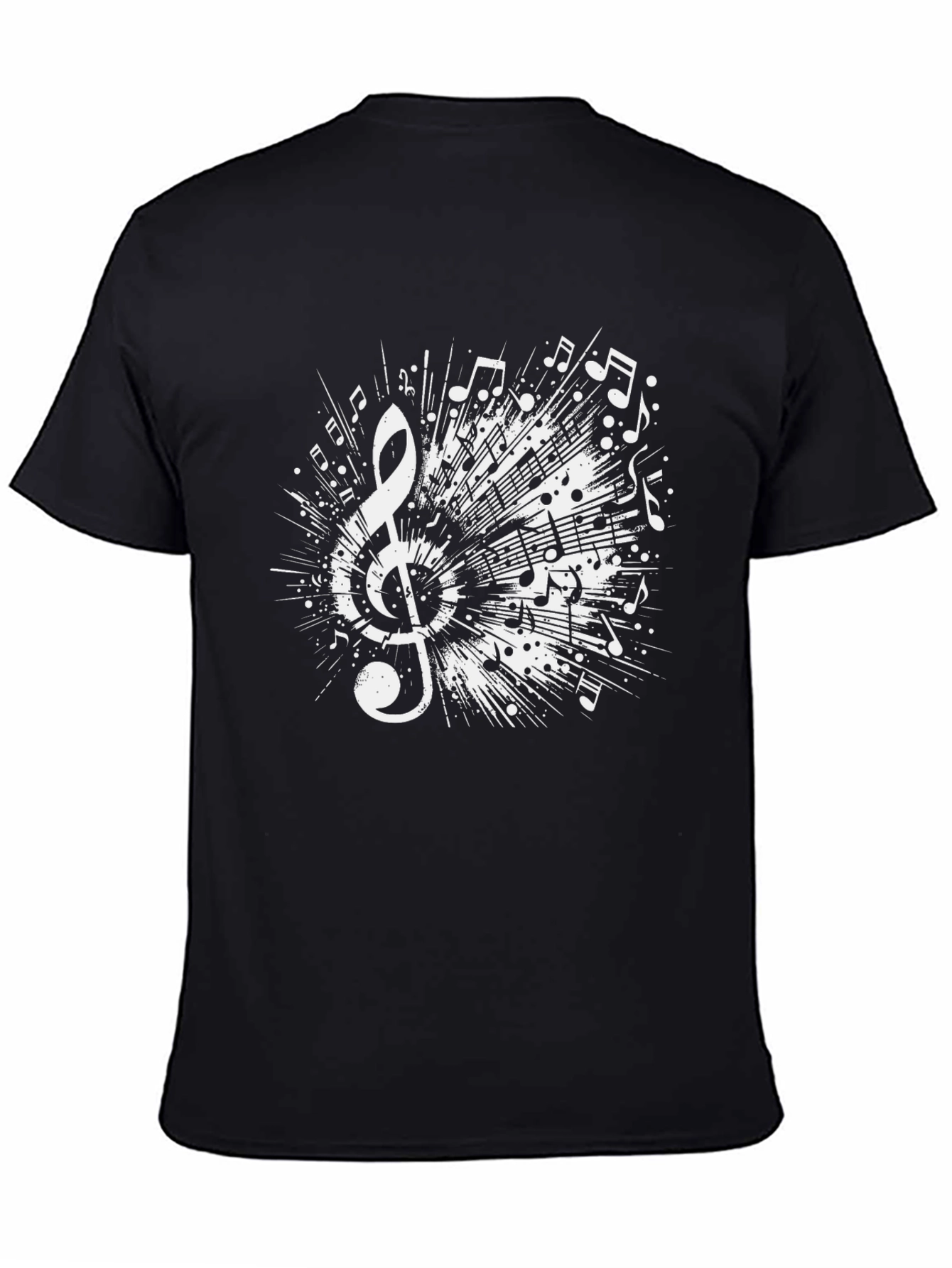 Music Note Graphic Tee - Black Cotton T-Shirt