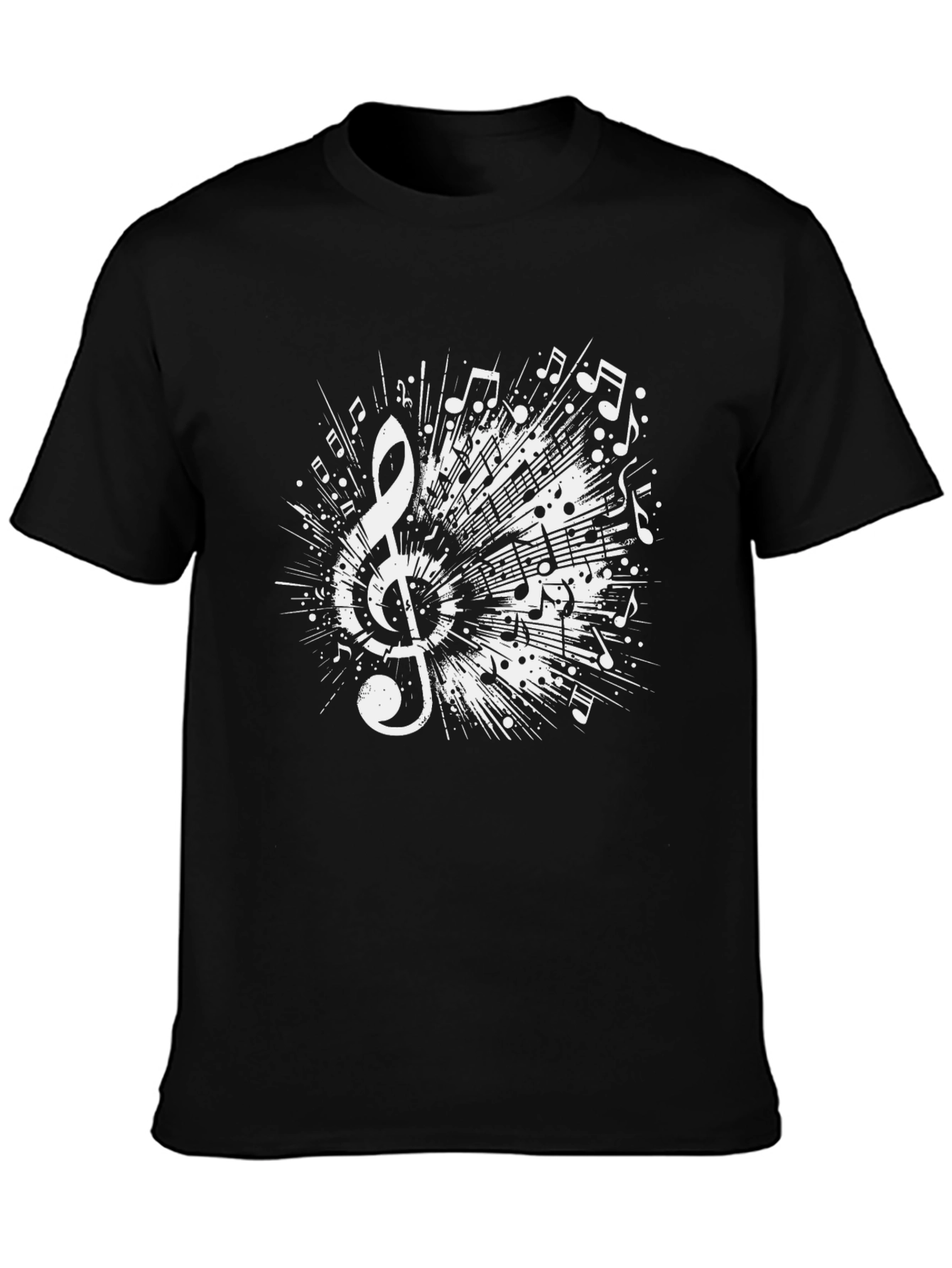 Music Note Graphic Tee - Black Cotton T-Shirt