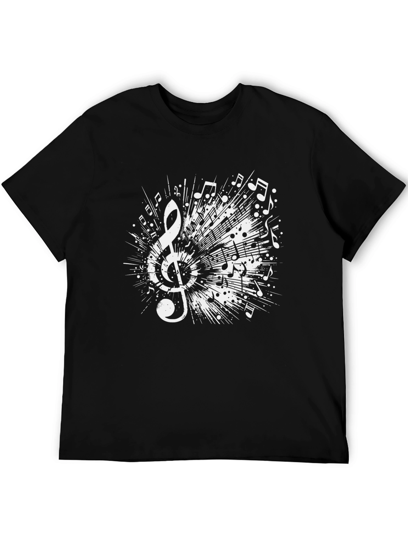 Music Note Graphic Tee - Black Cotton T-Shirt