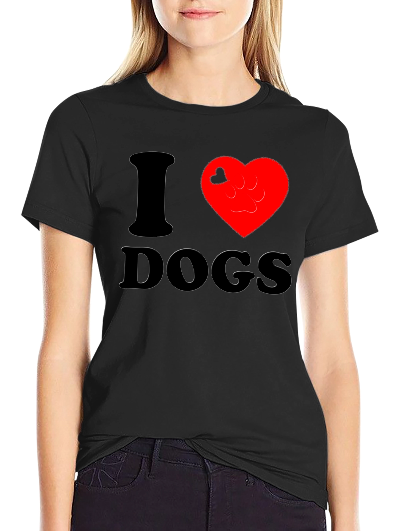 I Heart Dogs Black T-Shirt
