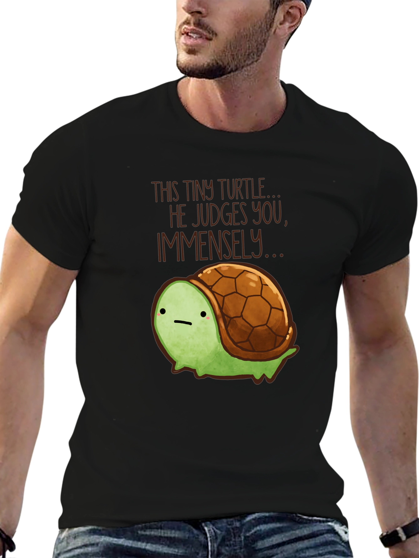 Tiny Turtle Judges You T-Shirt Funny Graphic Tee