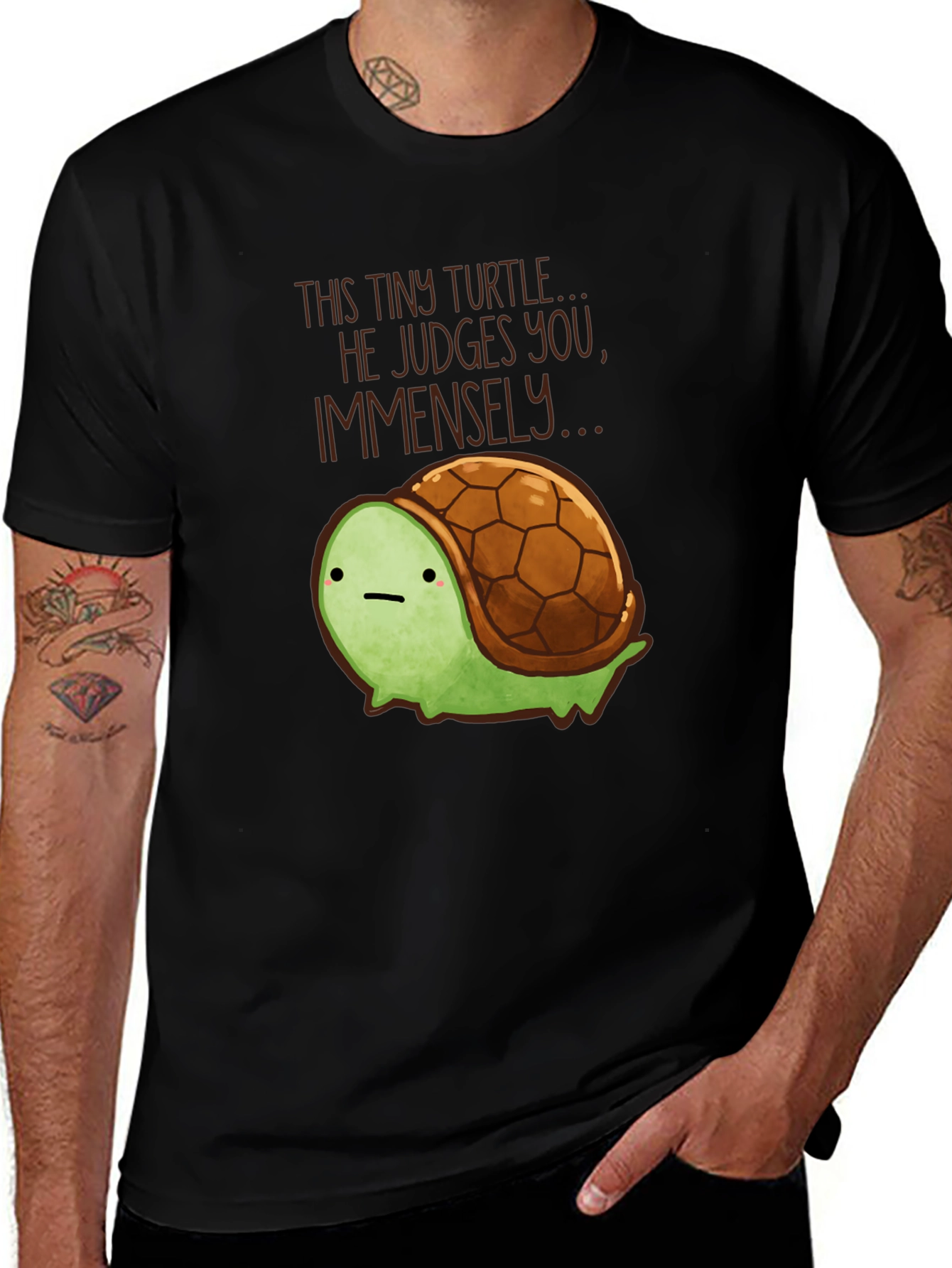 Tiny Turtle Judges You T-Shirt Funny Graphic Tee