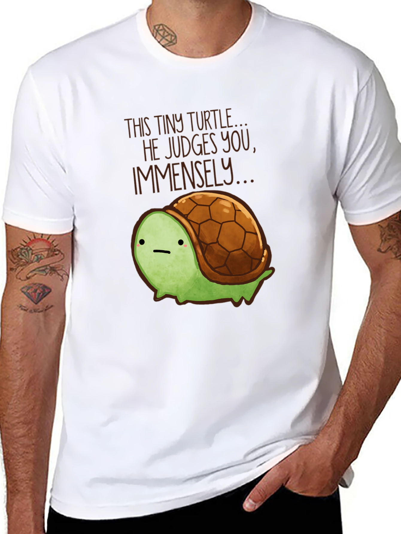 Tiny Turtle Judges You T-Shirt Funny Graphic Tee
