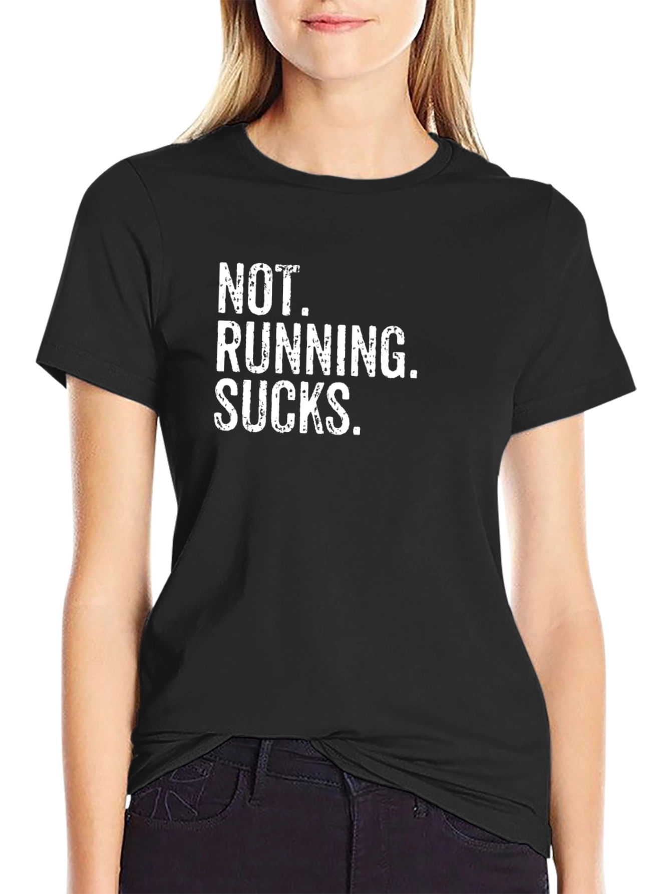 Not Running Sucks Graphic Tee - Black Cotton