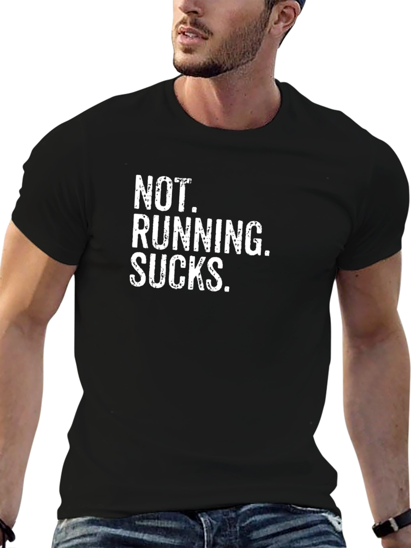 Not Running Sucks Graphic Tee - Black Cotton