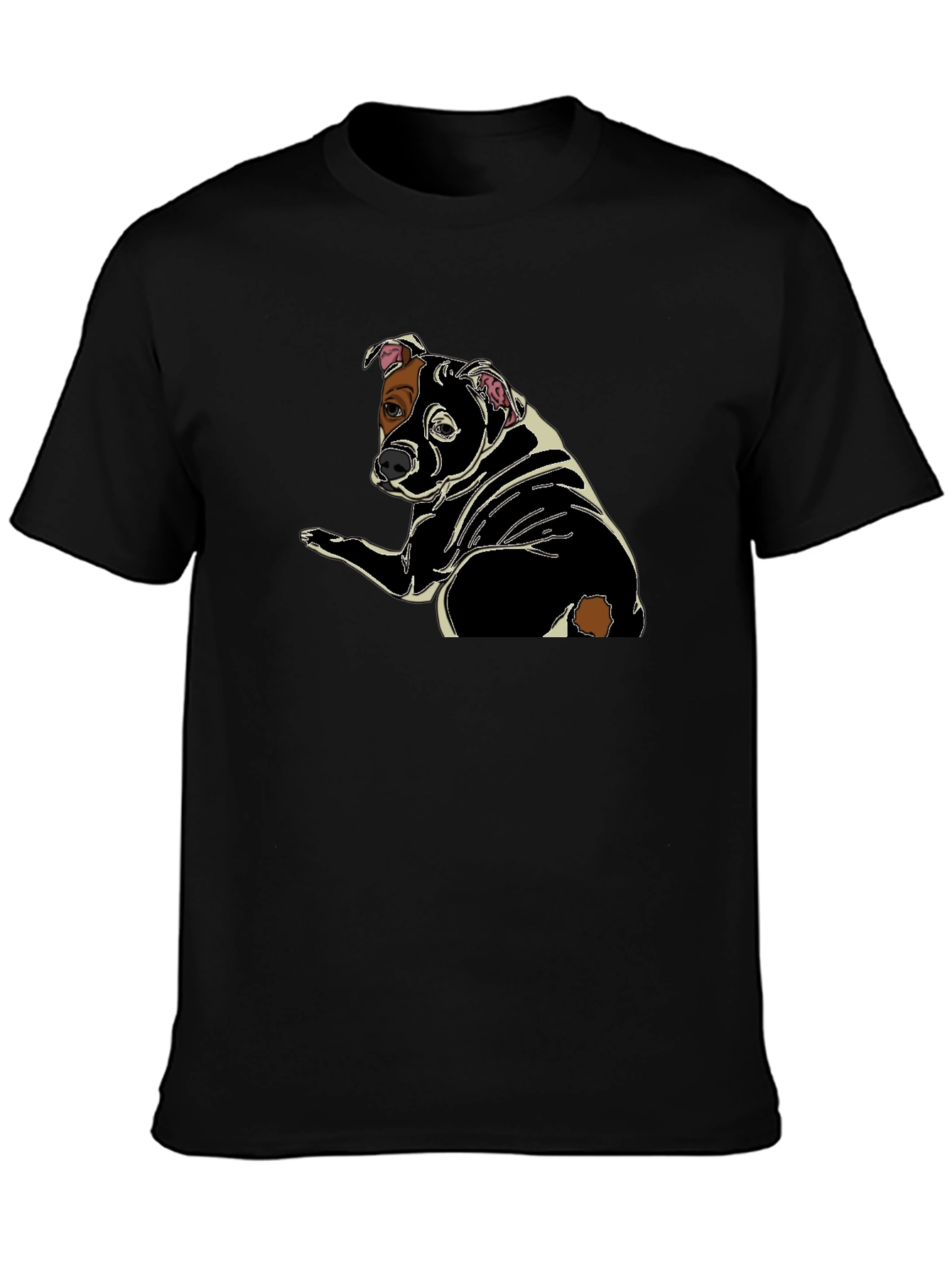 Dog Graphic Print Black T-Shirt