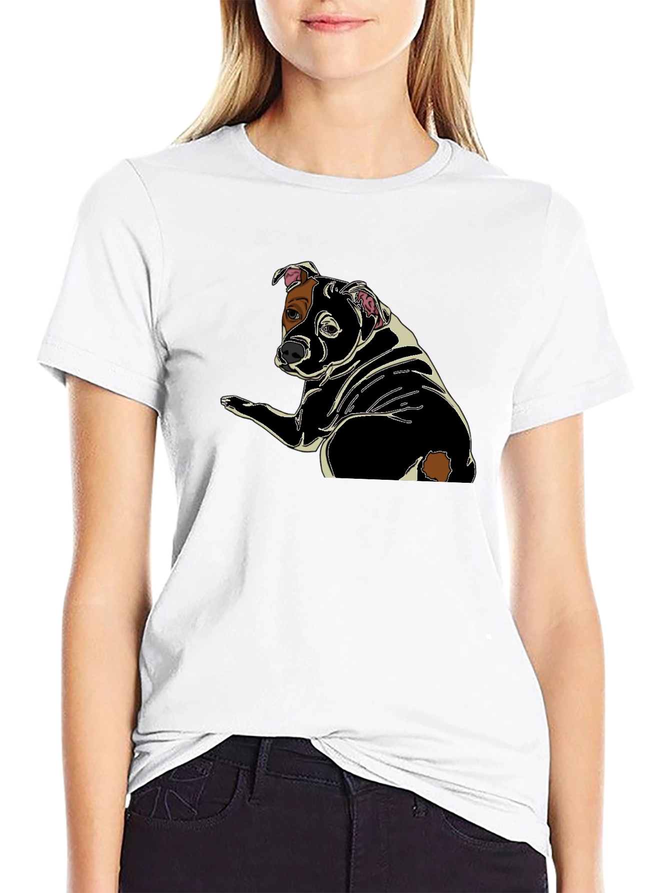 Dog Graphic Print Black T-Shirt