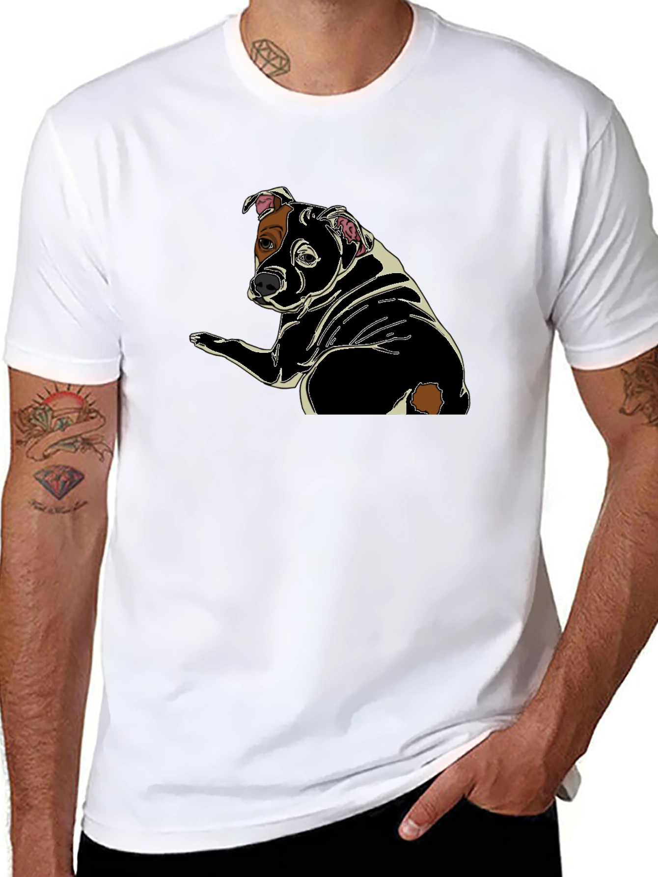 Dog Graphic Print Black T-Shirt