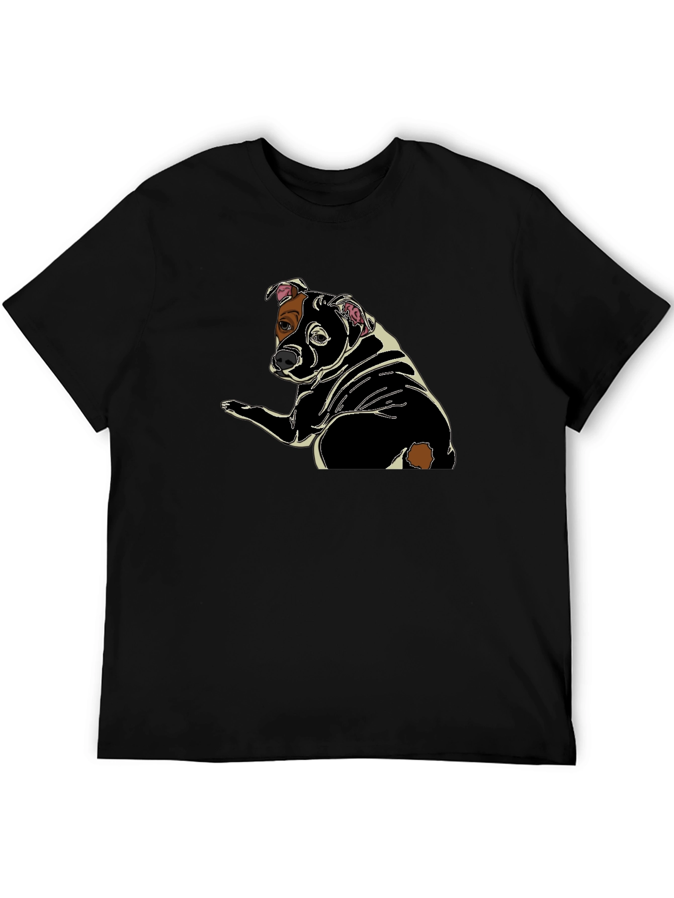 Dog Graphic Print Black T-Shirt