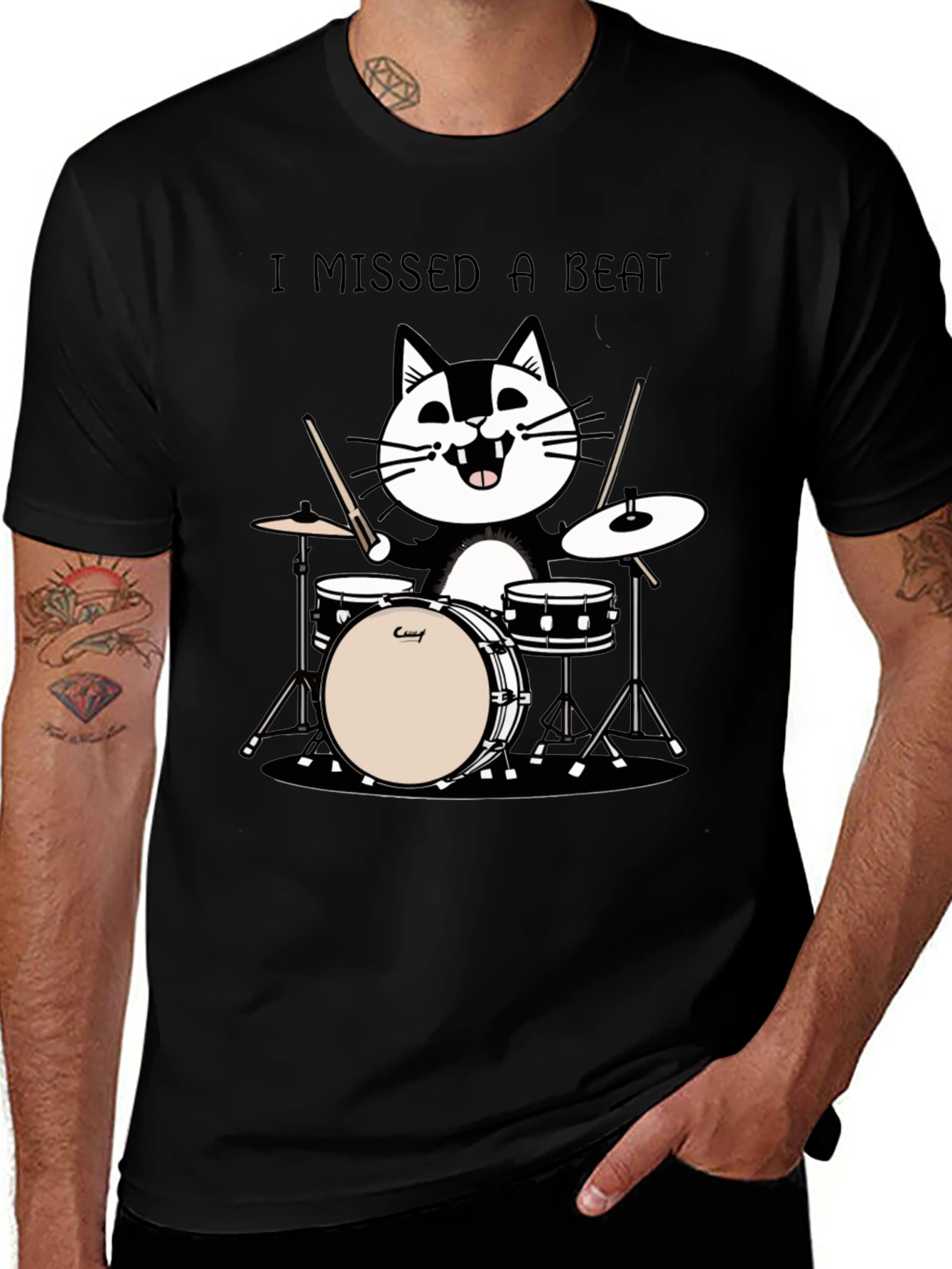 I Missed a Beat Cat Drummer T-Shirt