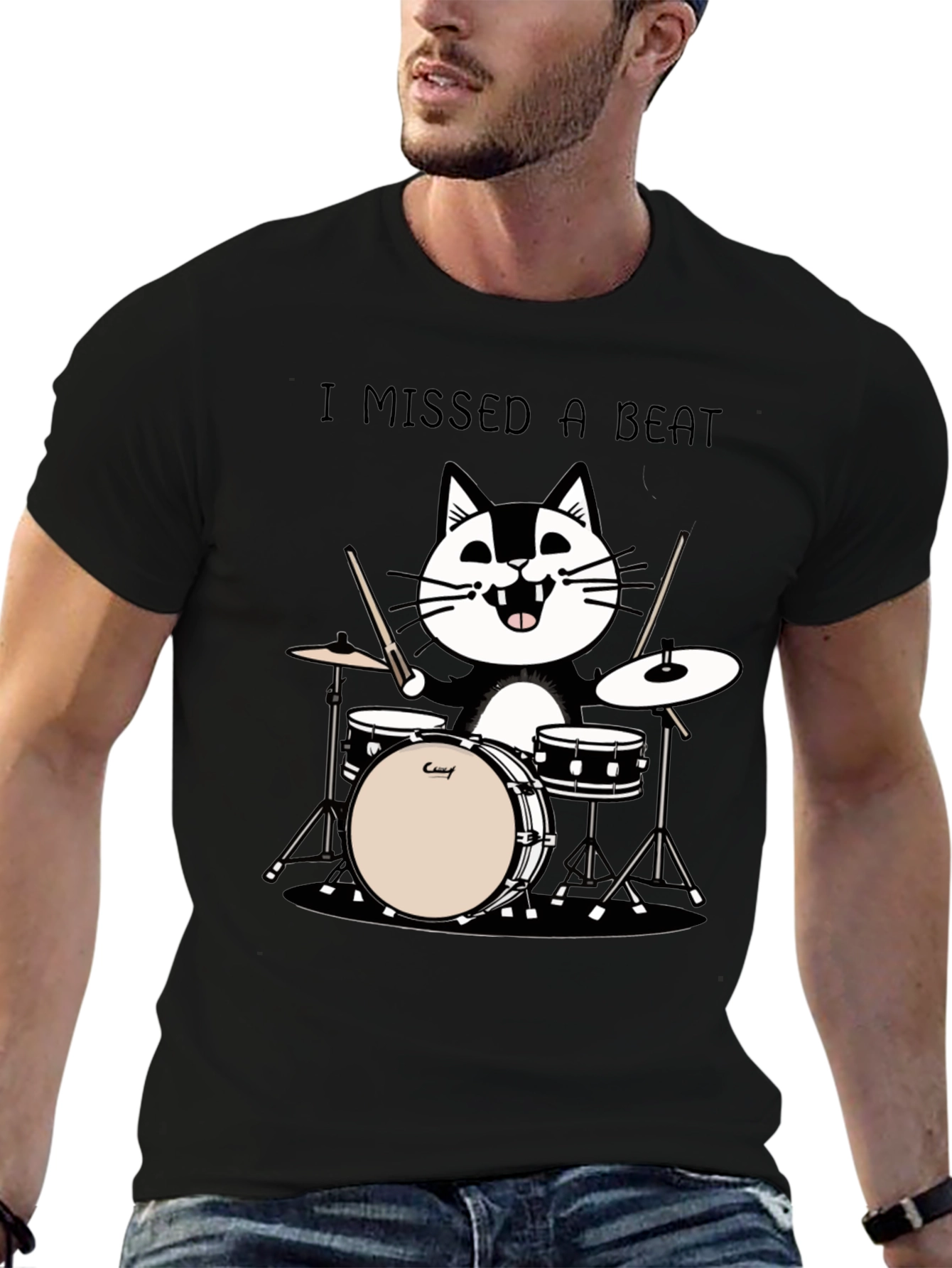 I Missed a Beat Cat Drummer T-Shirt