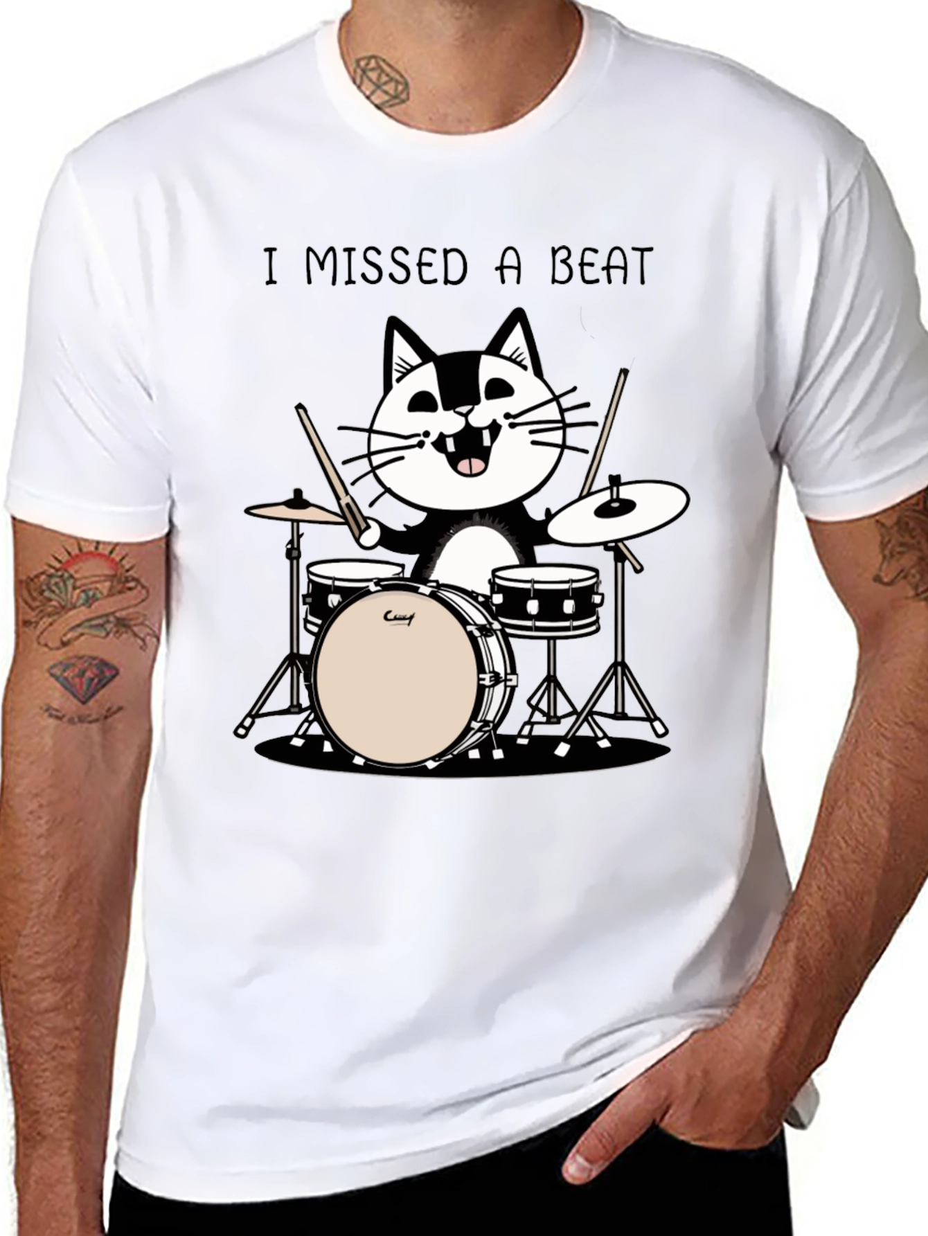 I Missed a Beat Cat Drummer T-Shirt