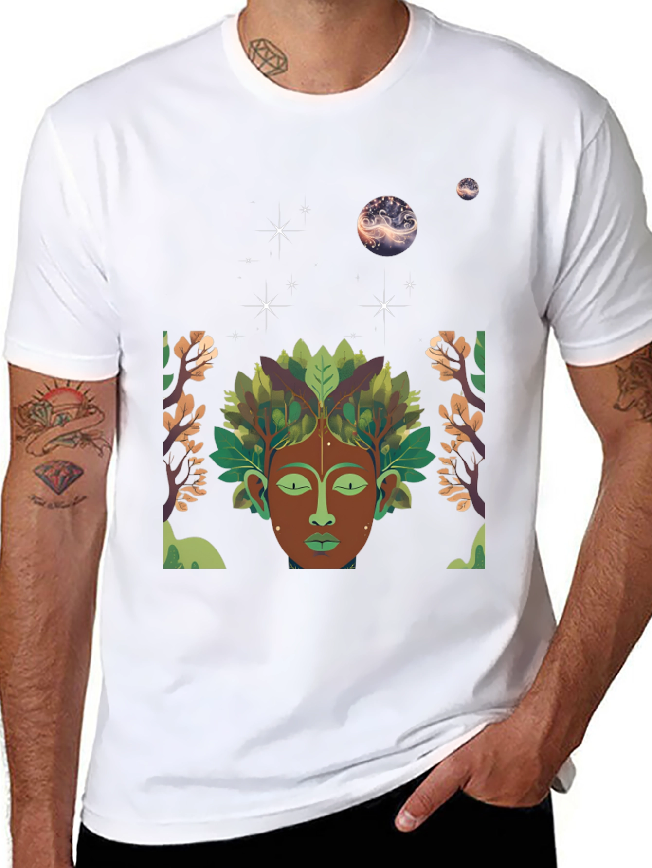 Nature Spirit Graphic Tee - Black Cotton Blend