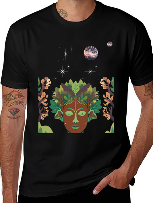 Nature Spirit Graphic Tee - Black Cotton Blend